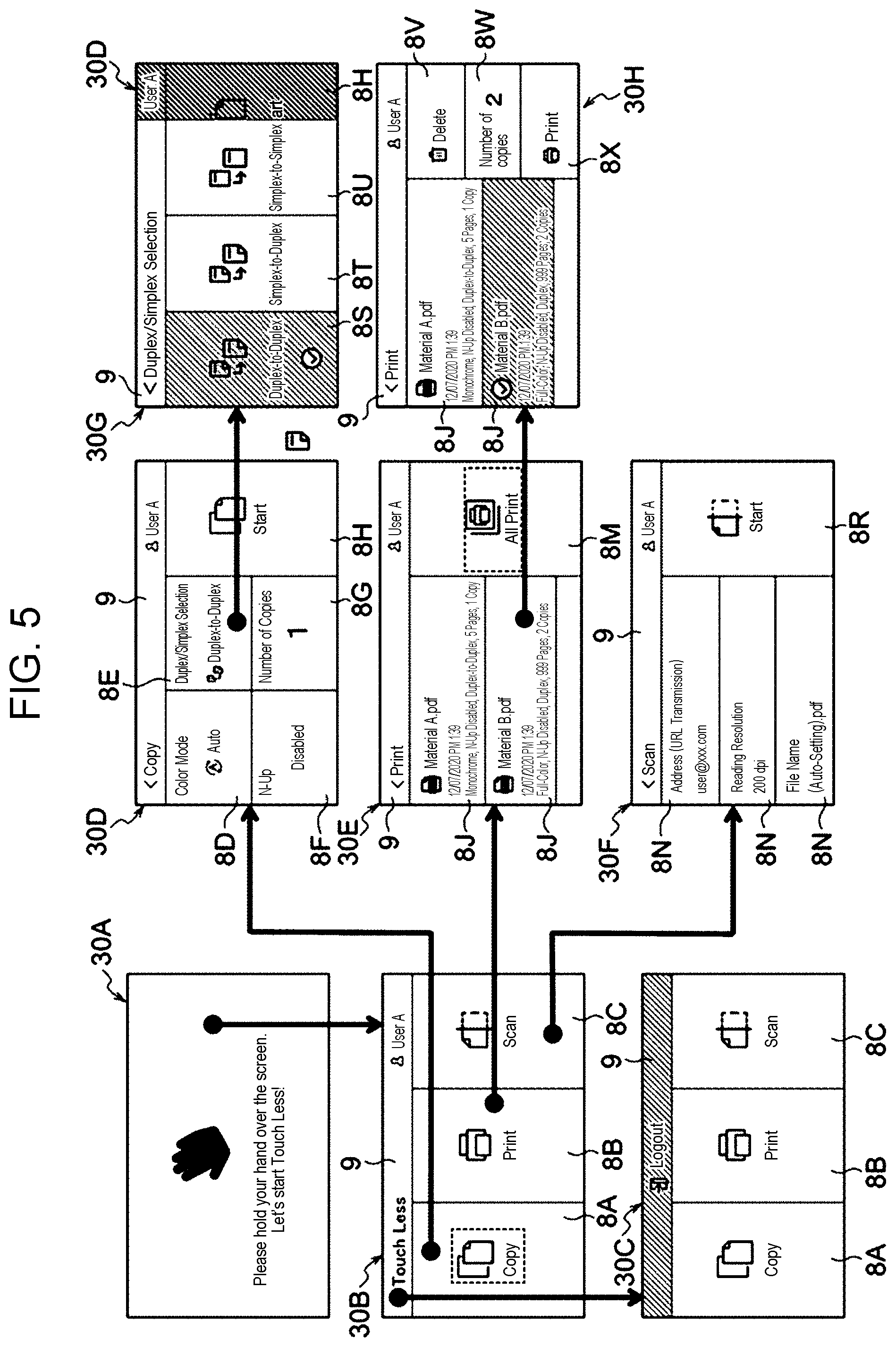Patent US12504853 Figure 5 – Information processing apparatus, information processing method, and non-transitory computer readable medium responding to object performing contactless operation