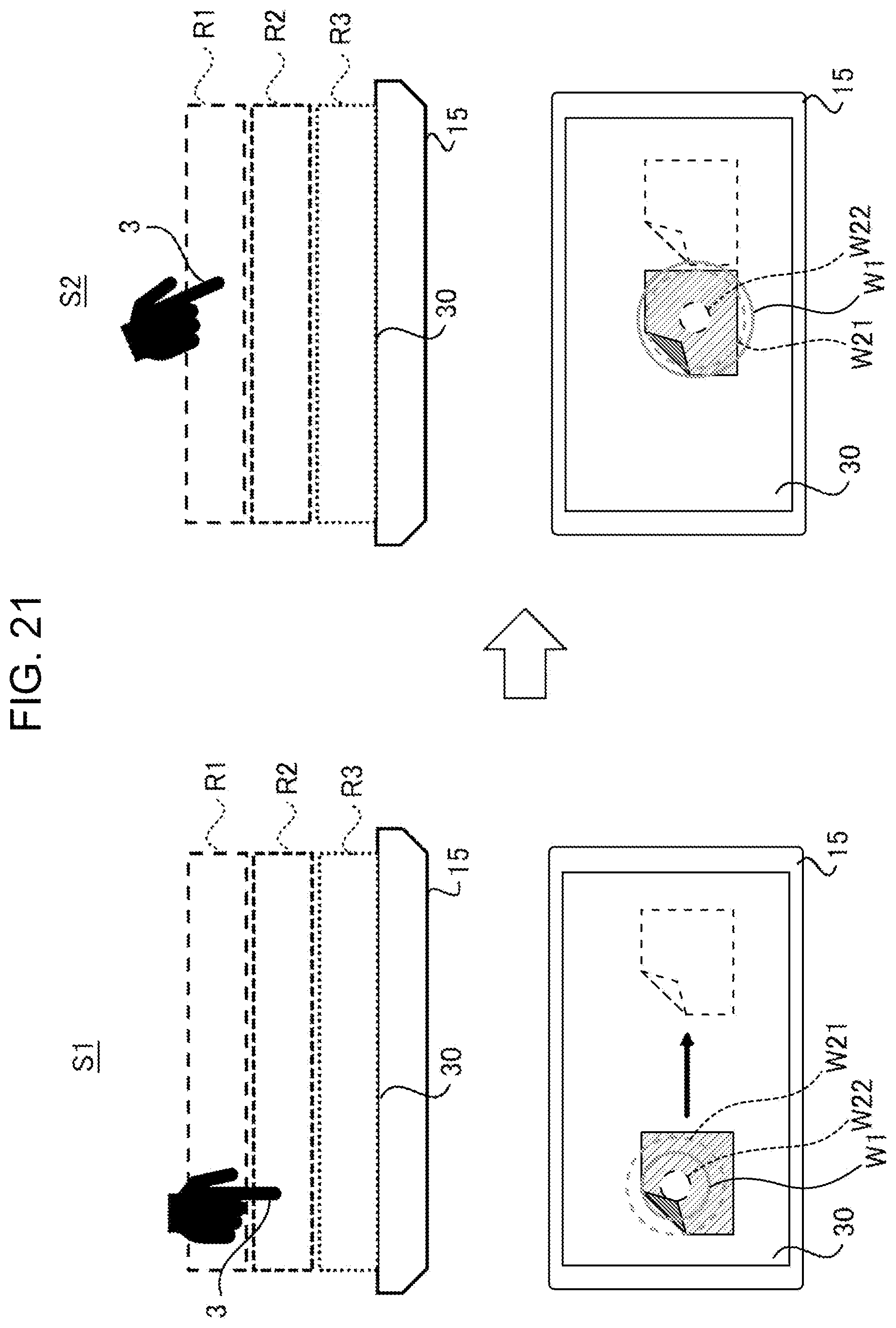 Patent US12504853 Figure 19 – Information processing apparatus, information processing method, and non-transitory computer readable medium responding to object performing contactless operation