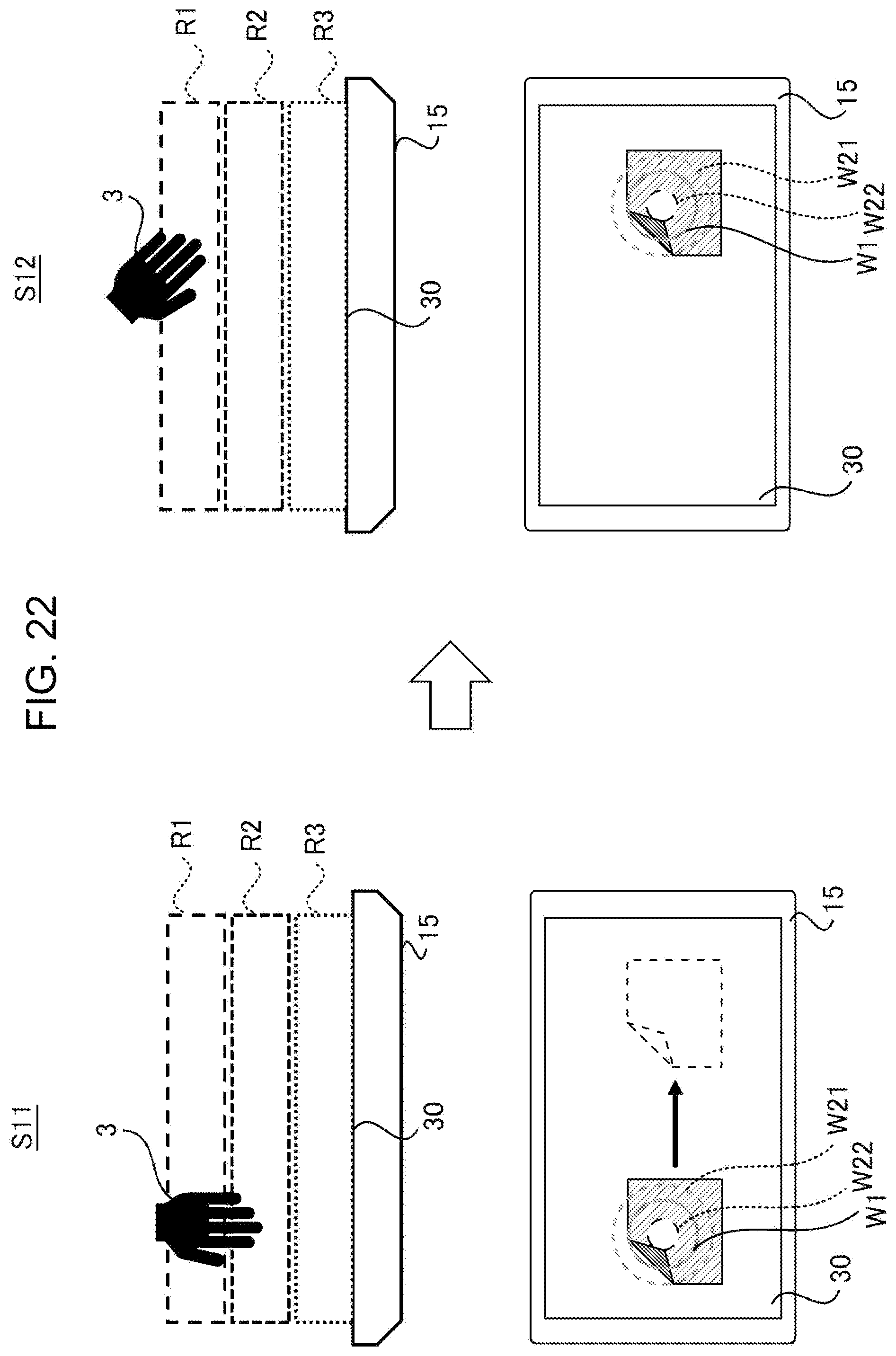 Patent US12504853 Figure 20 – Information processing apparatus, information processing method, and non-transitory computer readable medium responding to object performing contactless operation