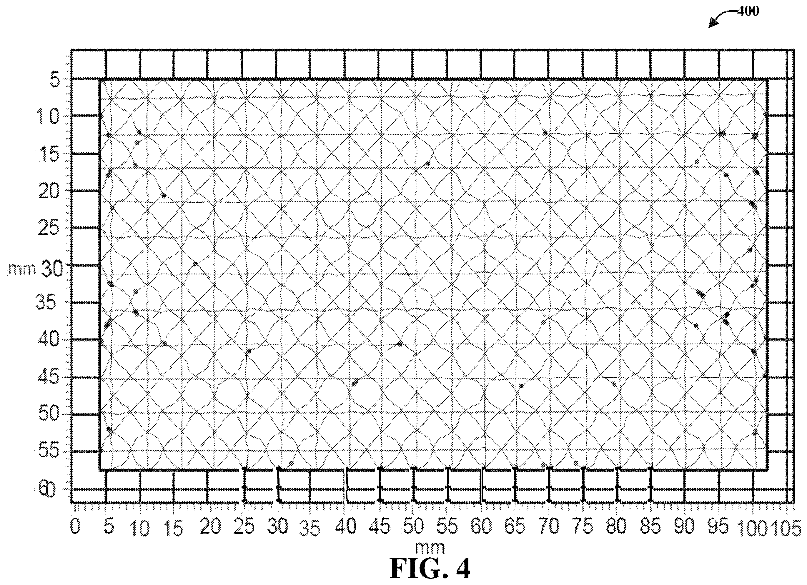 Patent US12504855 Figure 4 – Interpolation electrode patterning for capacitive-grid touch sensor