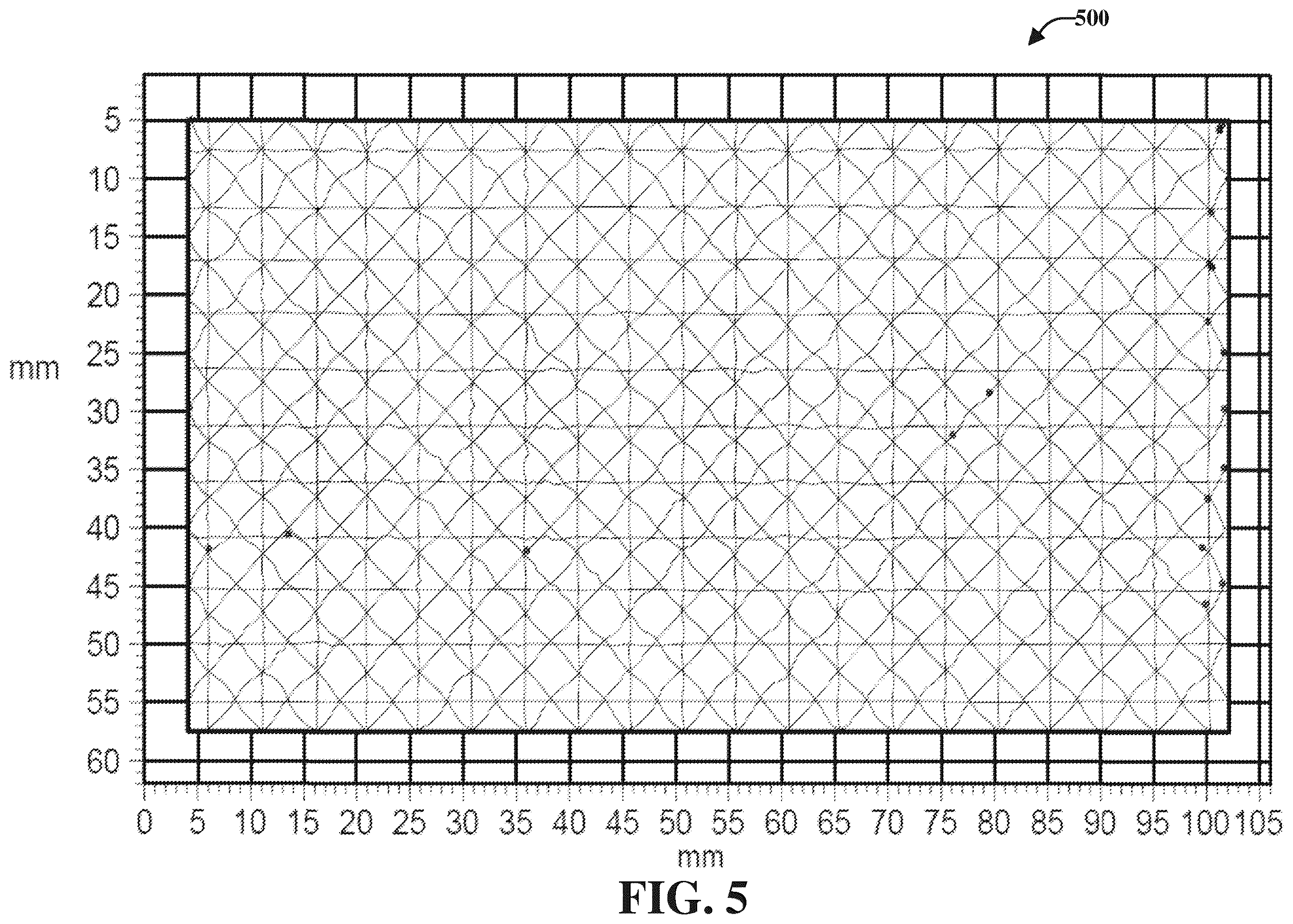 Patent US12504855 Figure 5 – Interpolation electrode patterning for capacitive-grid touch sensor