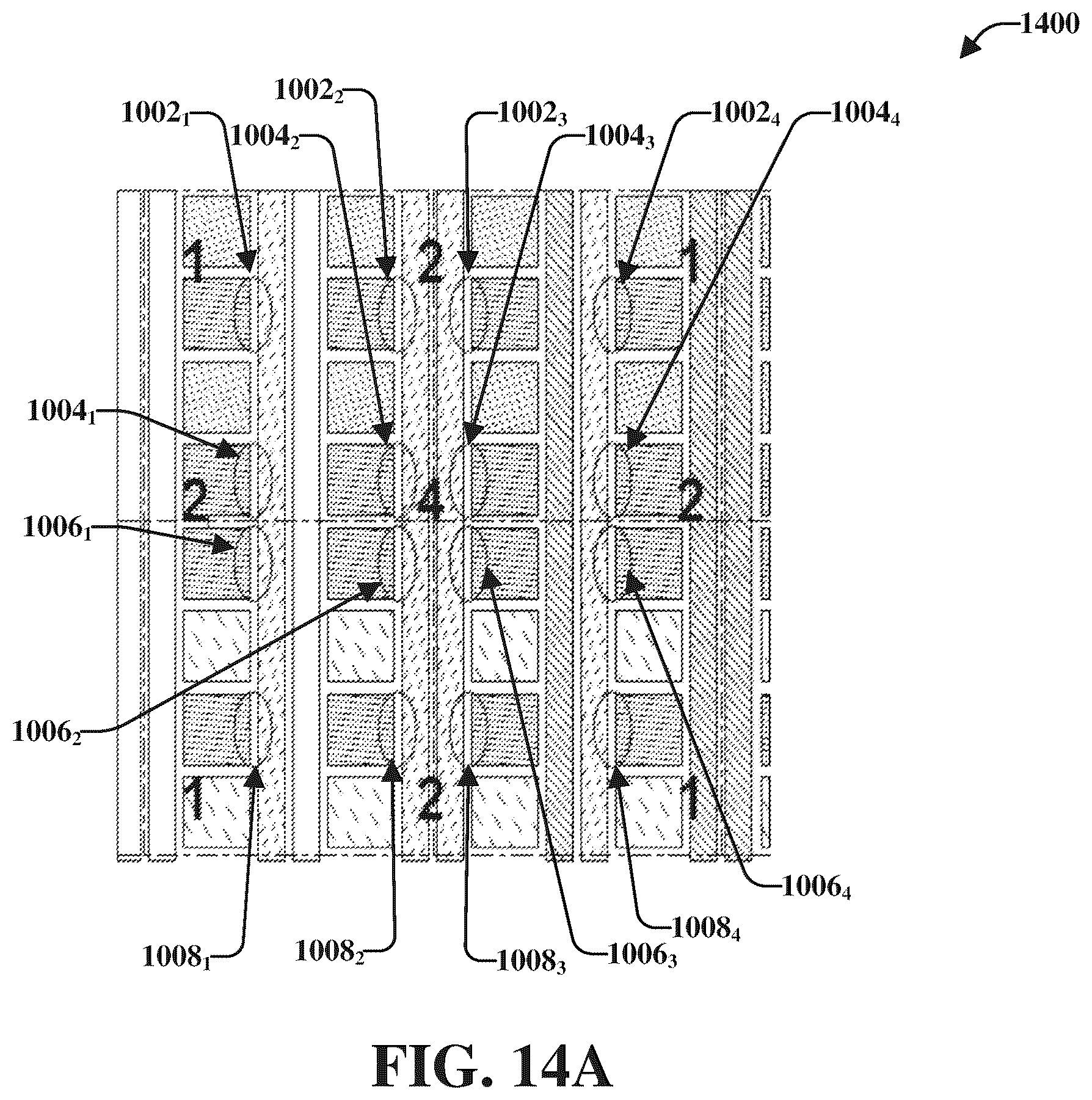 Patent US12504855 Figure 14 – Interpolation electrode patterning for capacitive-grid touch sensor