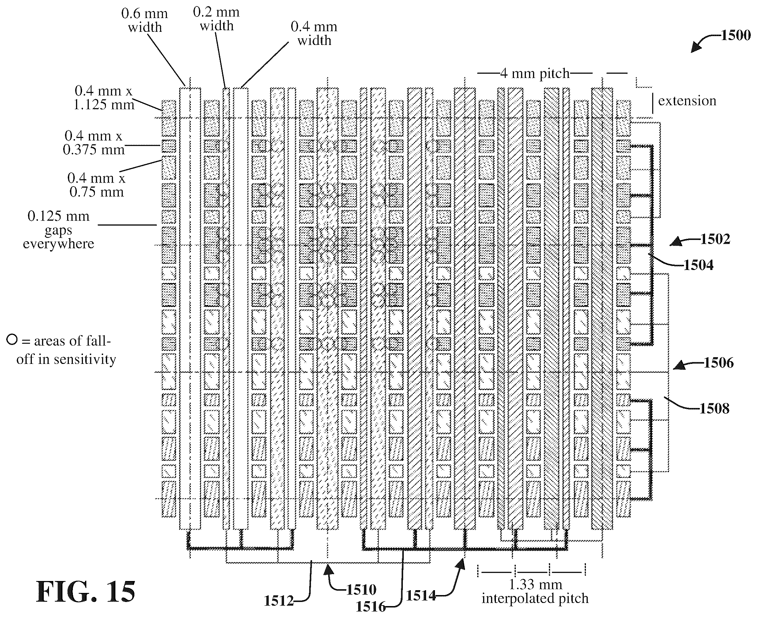 Patent US12504855 Figure 16 – Interpolation electrode patterning for capacitive-grid touch sensor