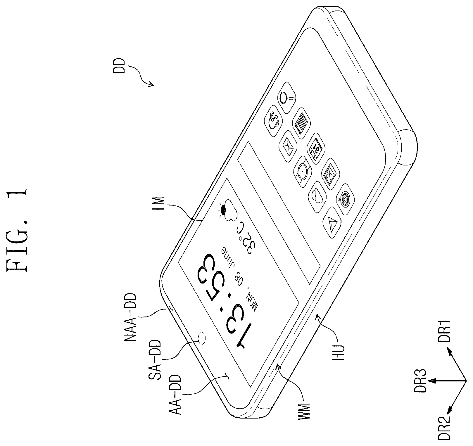 Patent US12504857 Figure 1 – Display device