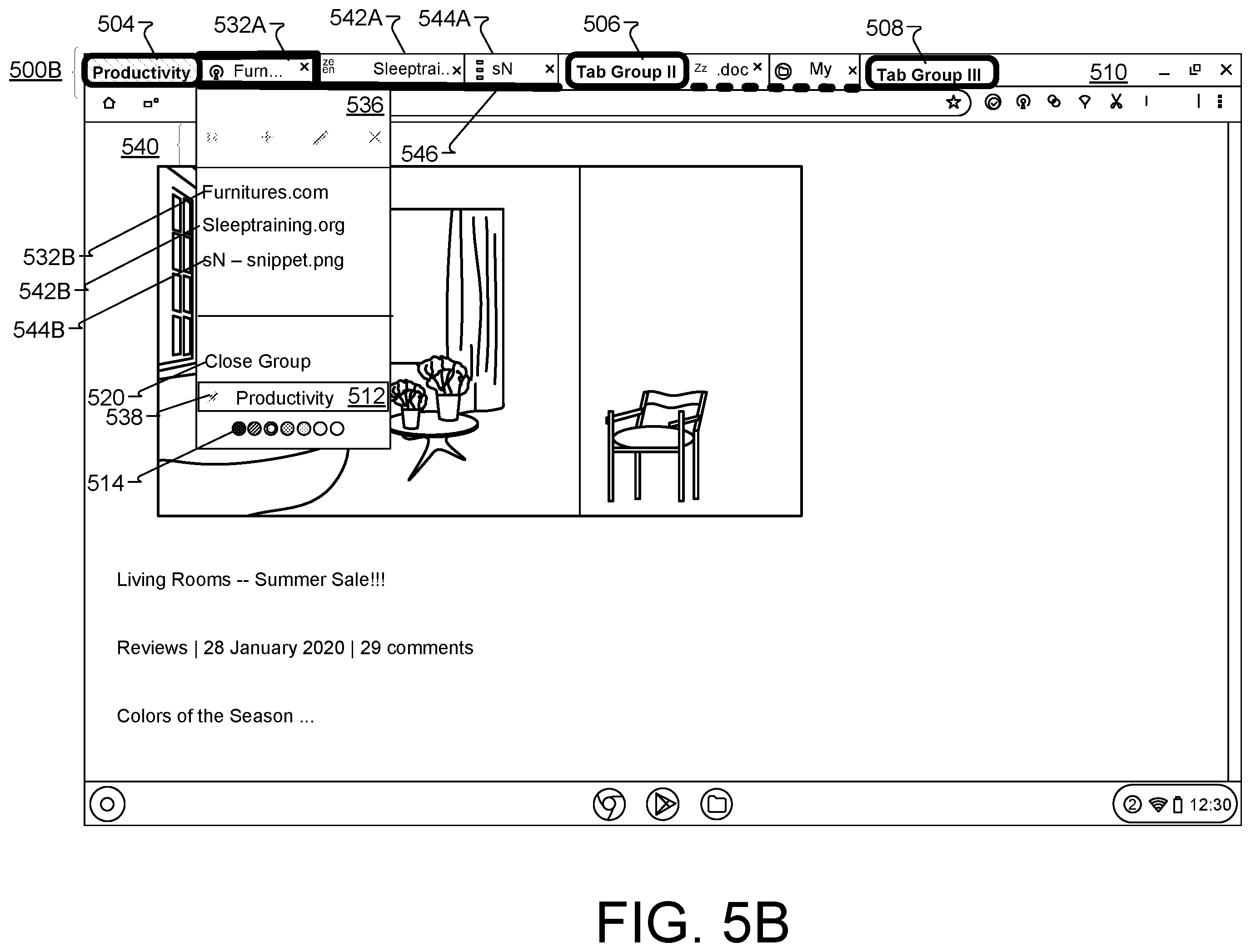 Patent US12504862 Figure 9 – Browser tab management