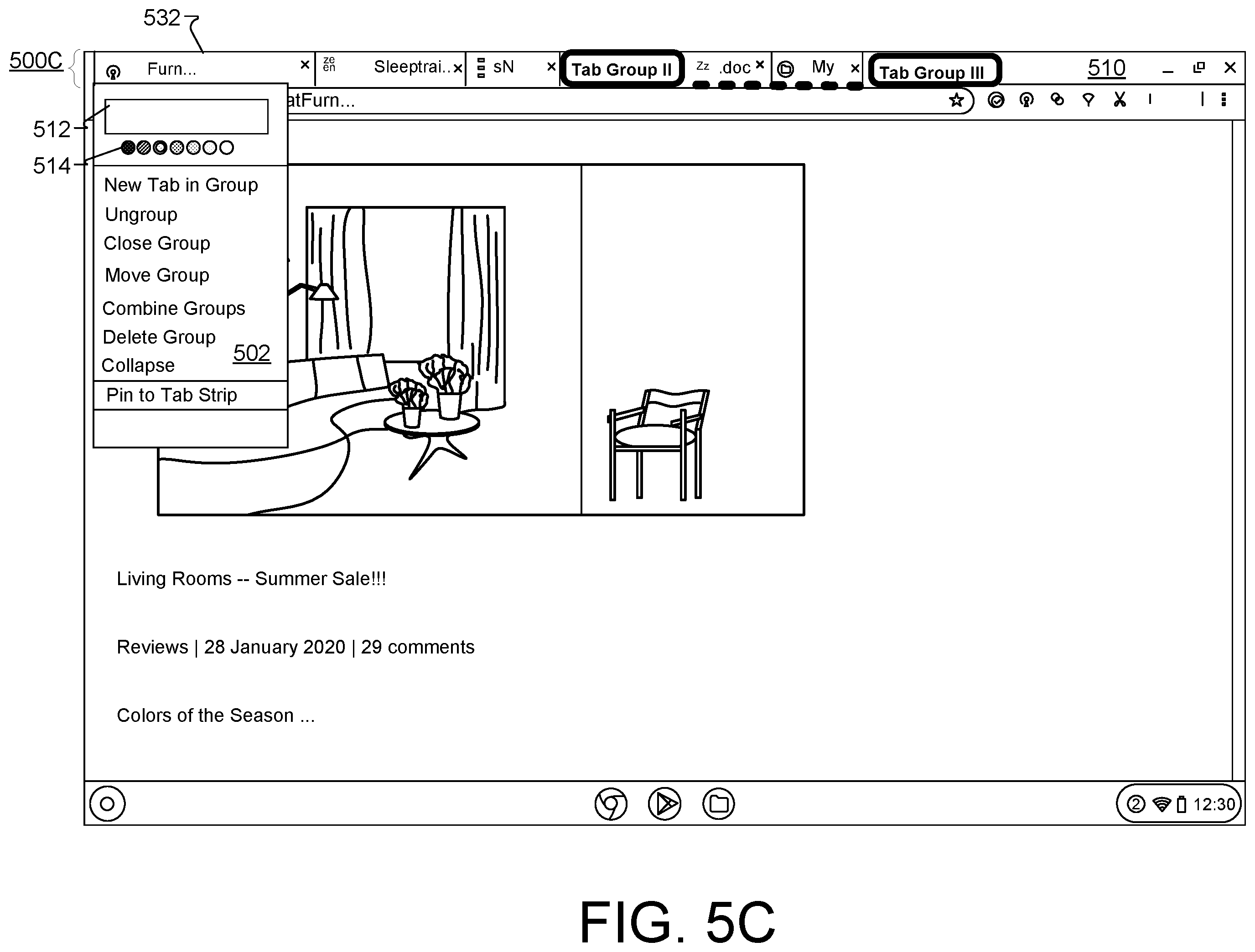 Patent US12504862 Figure 10 – Browser tab management