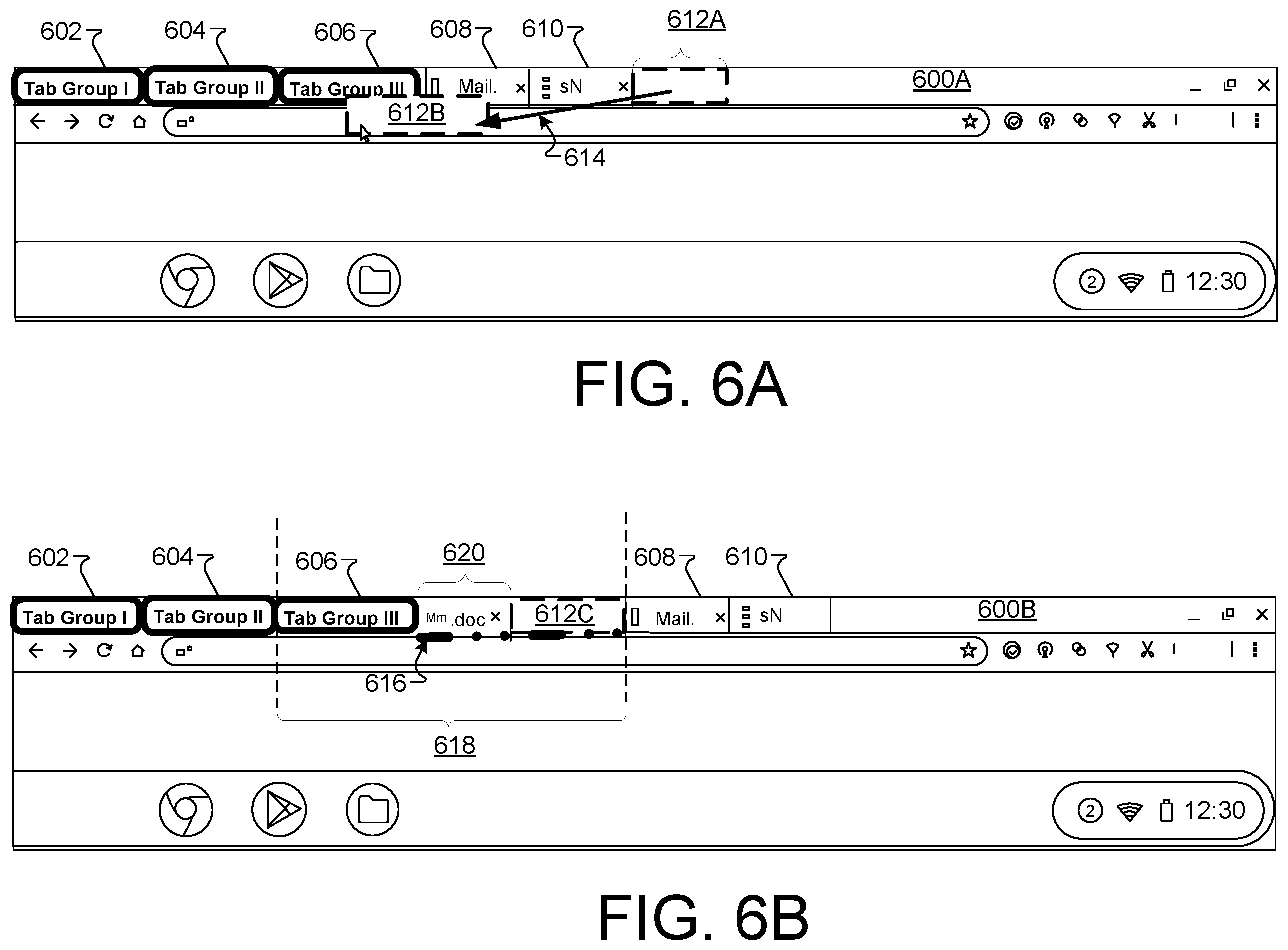 Patent US12504862 Figure 11 – Browser tab management