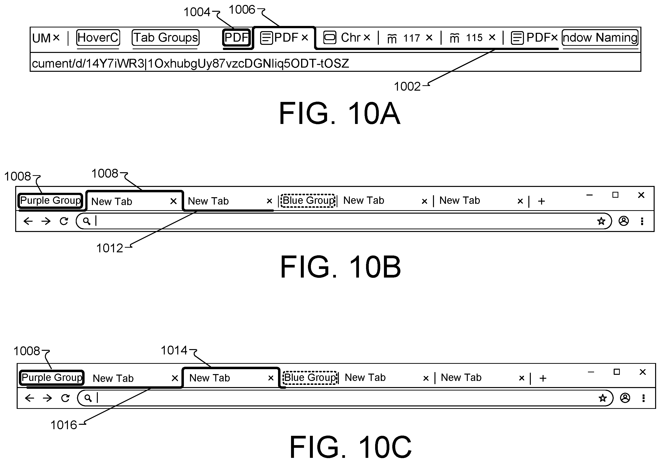 Patent US12504862 Figure 15 – Browser tab management