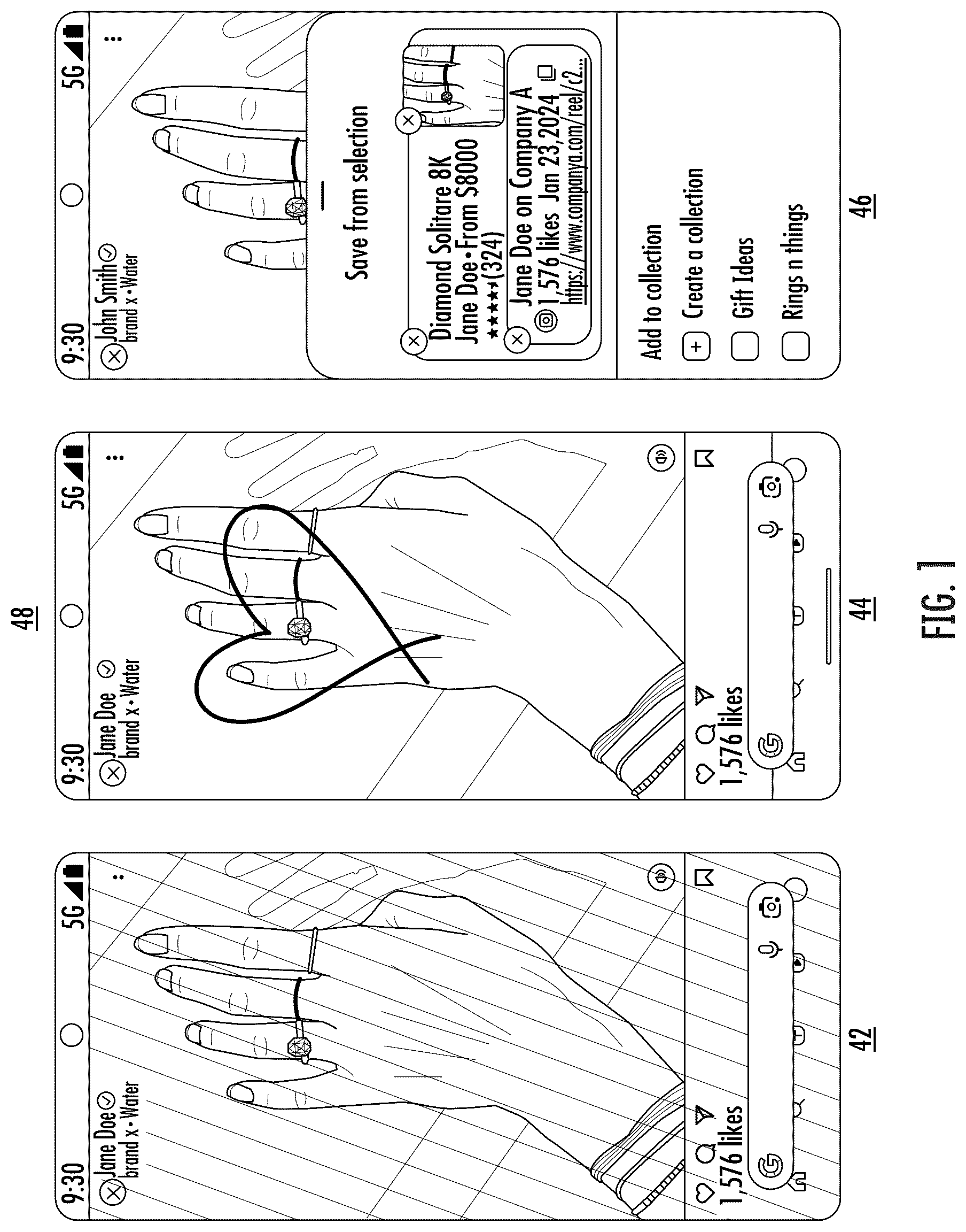 Patent US12504875 Figure 1 – Content selection and action determination based on a gesture input
