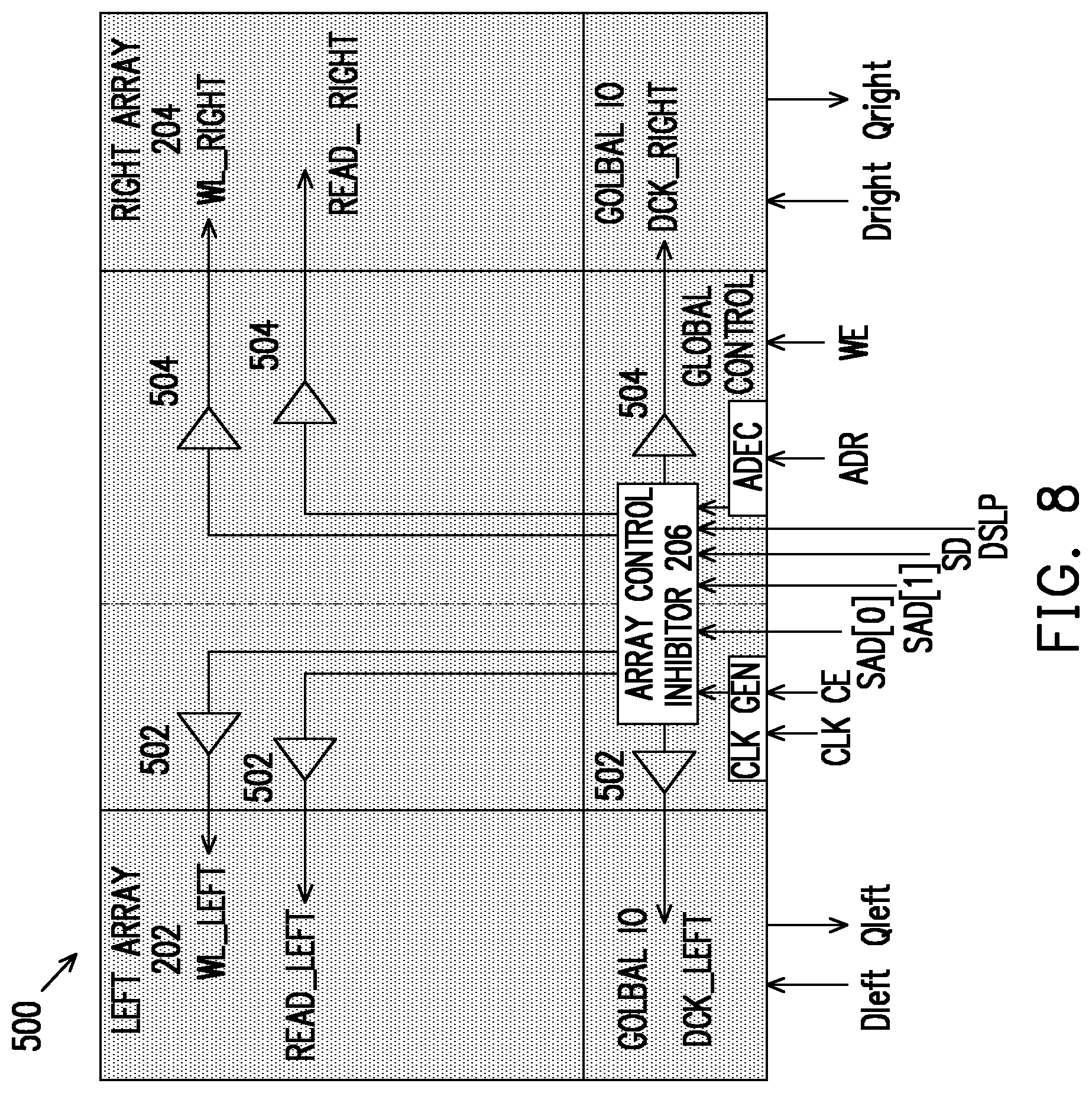 Patent US12504916 Figure 8 – Memory circuit including an array control inhibitor