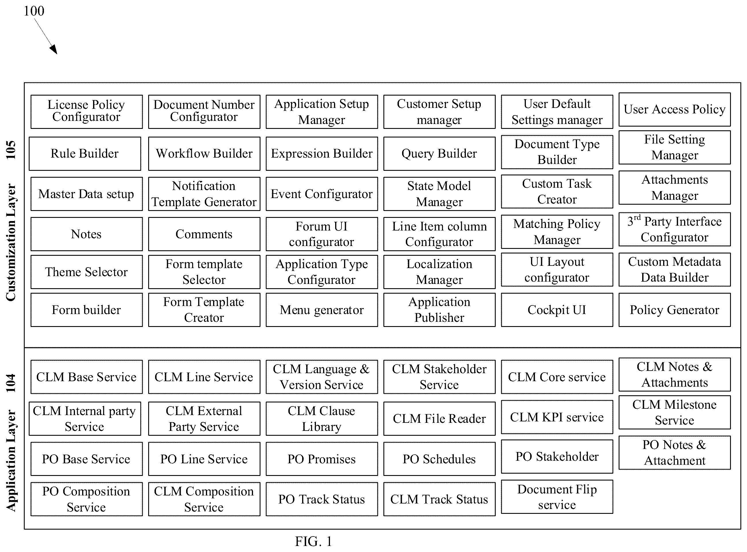 Patent US12504956 Figure 1 – Development application framework for codeless development of enterprise application