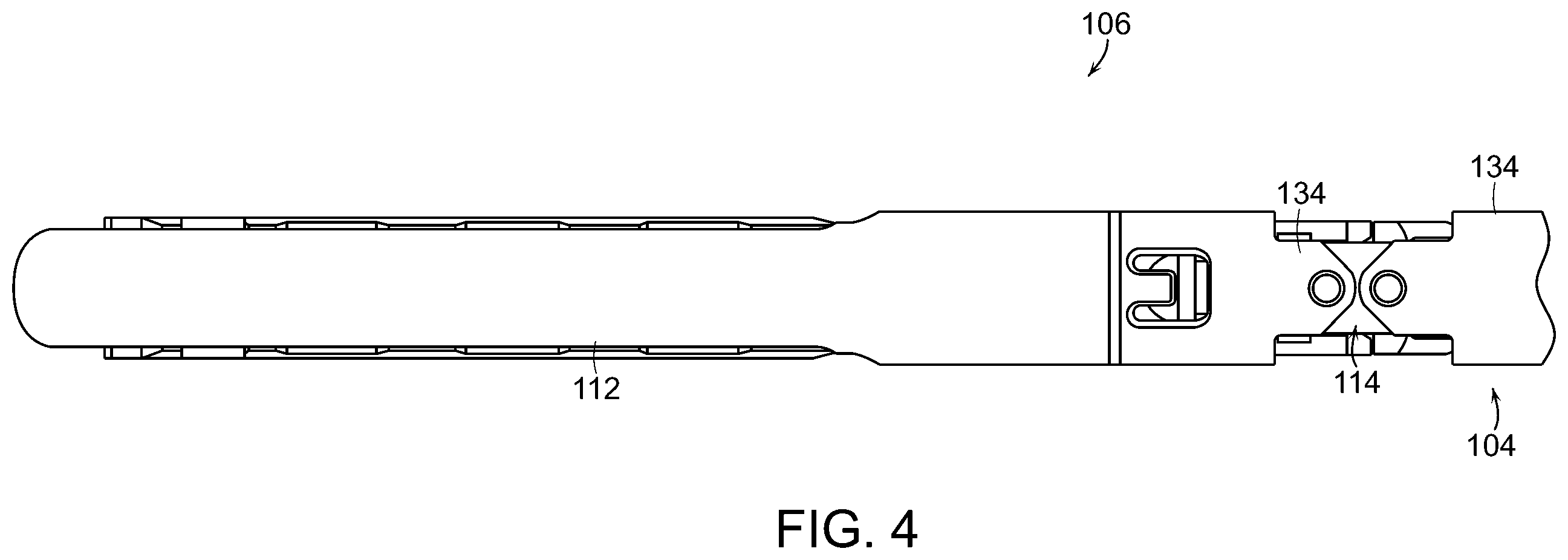 Patent US12508026 Figure 4 – Surgical stapling instrument with an articulatable end effector