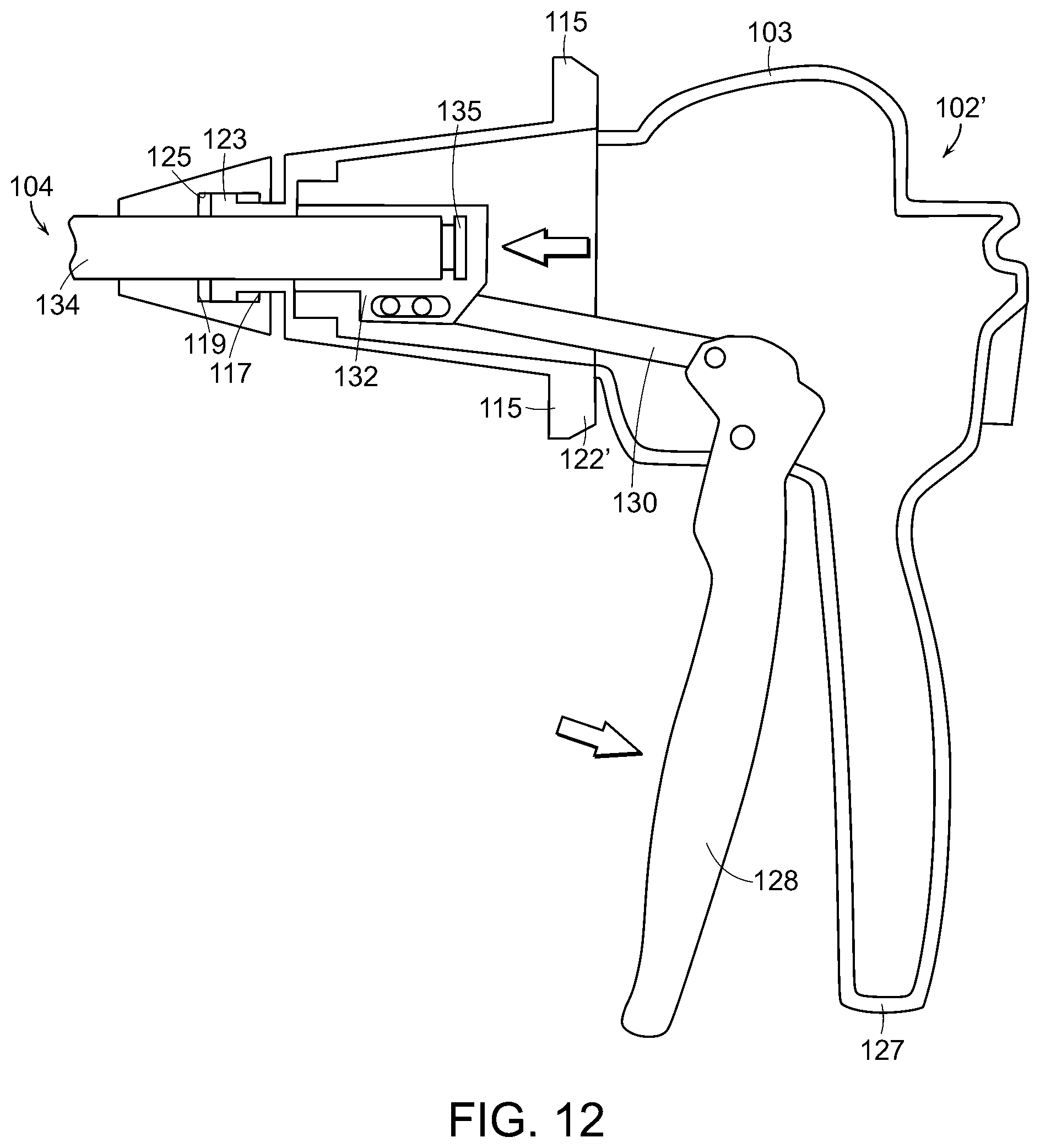 Patent US12508026 Figure 12 – Surgical stapling instrument with an articulatable end effector