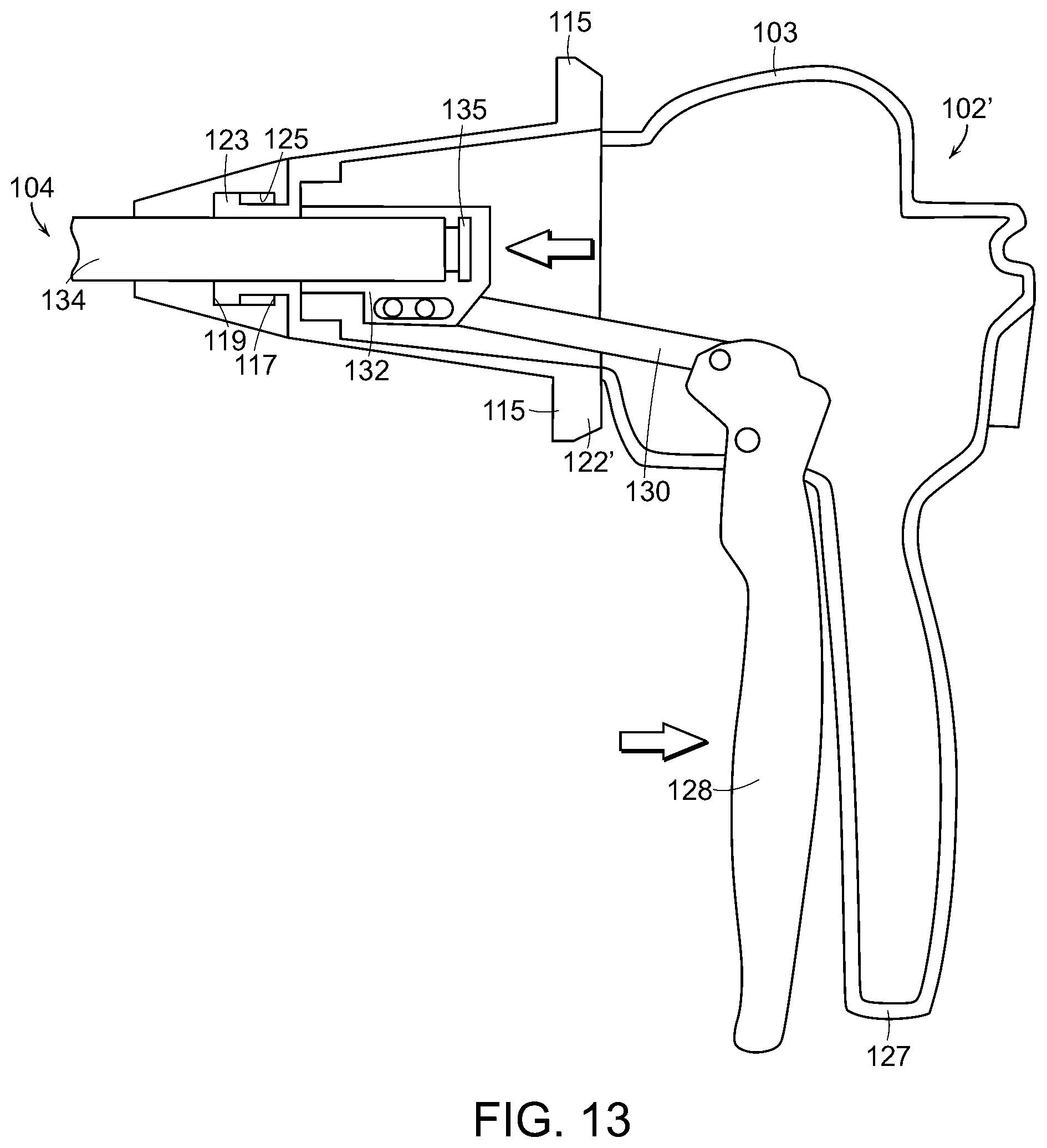 Patent US12508026 Figure 13 – Surgical stapling instrument with an articulatable end effector