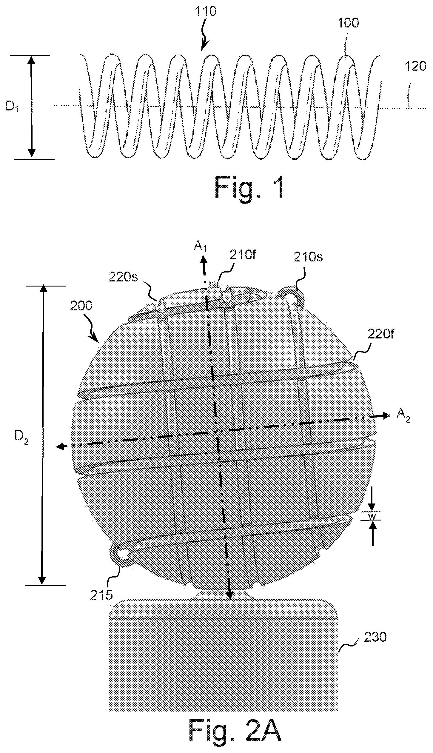 Patent US12508033 Figure 1 – Occlusion device having spherical secondary shape and mandrel for forming same