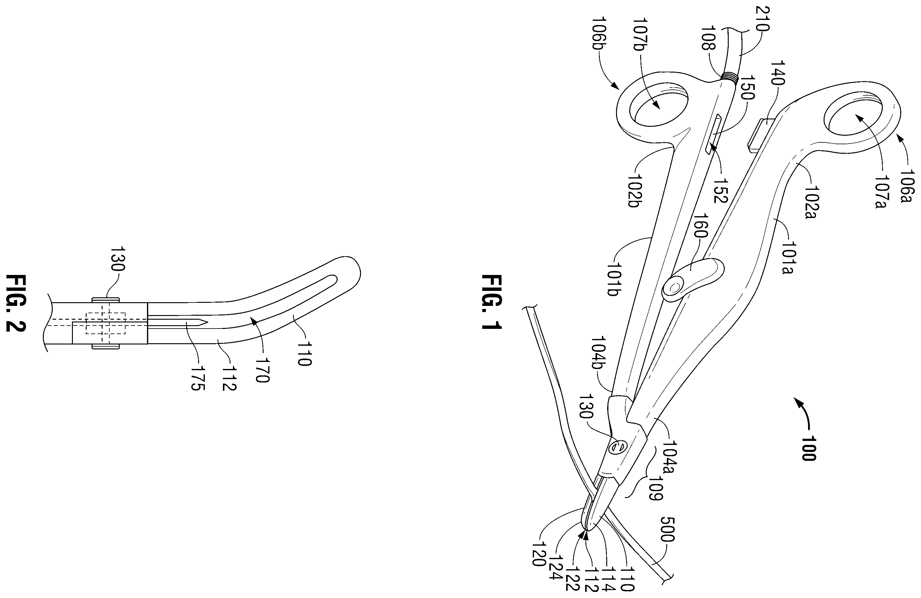 Patent US12508044 Figure 1 – Blade deployment mechanisms for surgical forceps