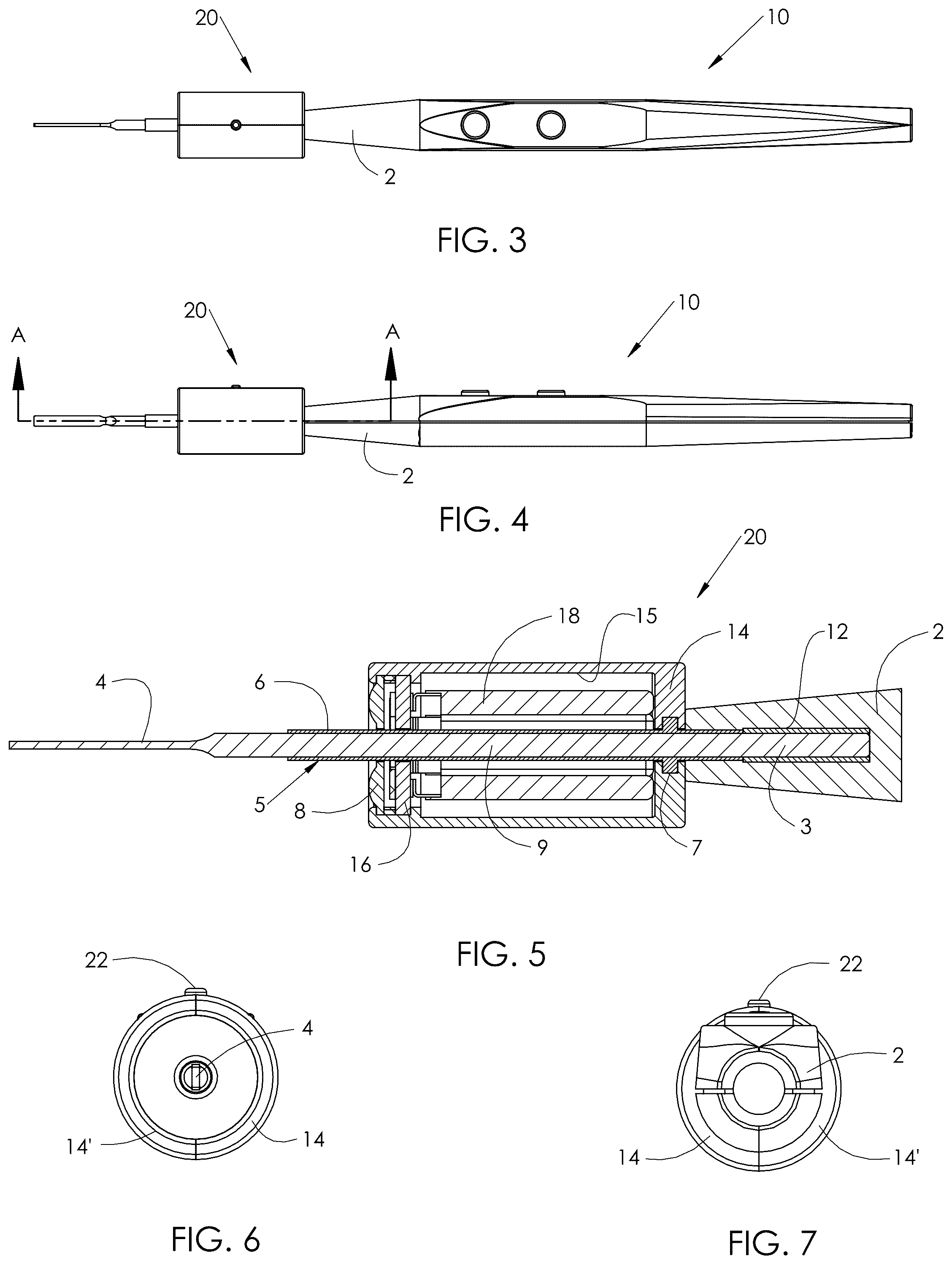 Patent US12508064 Figure 2 – Lighted electrocautery blade assembly for handheld electrosurgical instrument