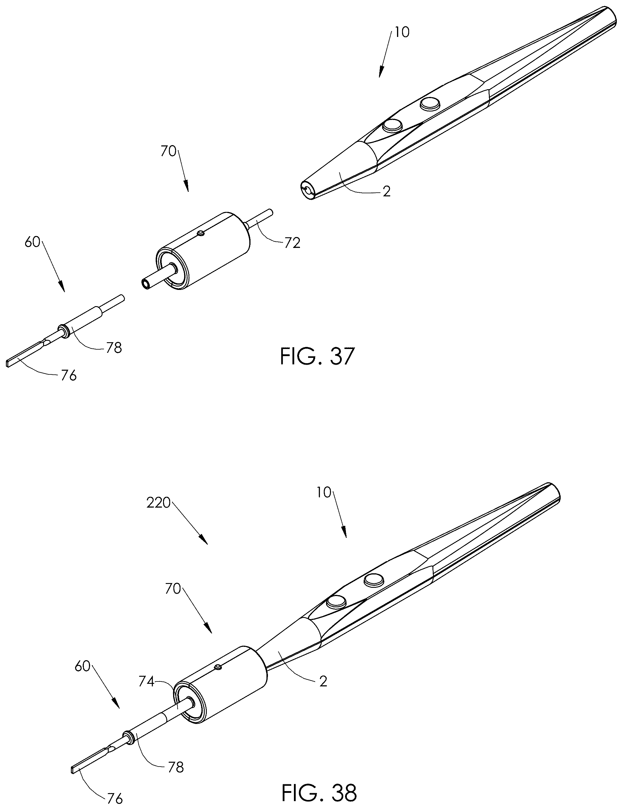 Patent US12508064 Figure 10 – Lighted electrocautery blade assembly for handheld electrosurgical instrument