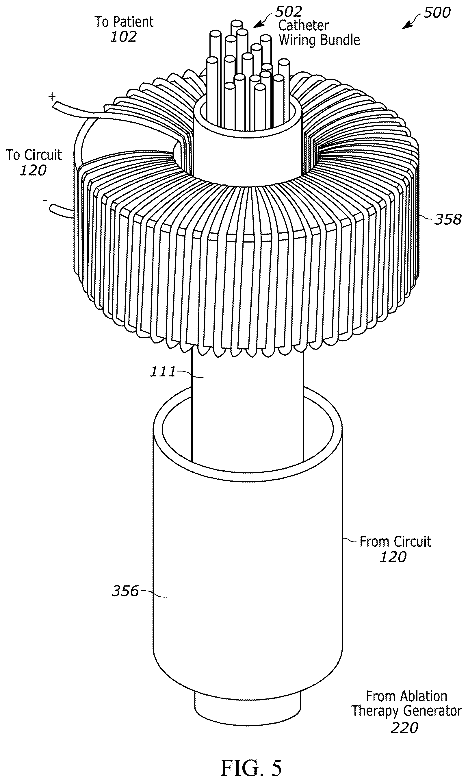Patent US12508071 Figure 5 – Methods and apparatus for reducing leakage currents in cryo, radio-frequency, and pulsed-field ablation systems