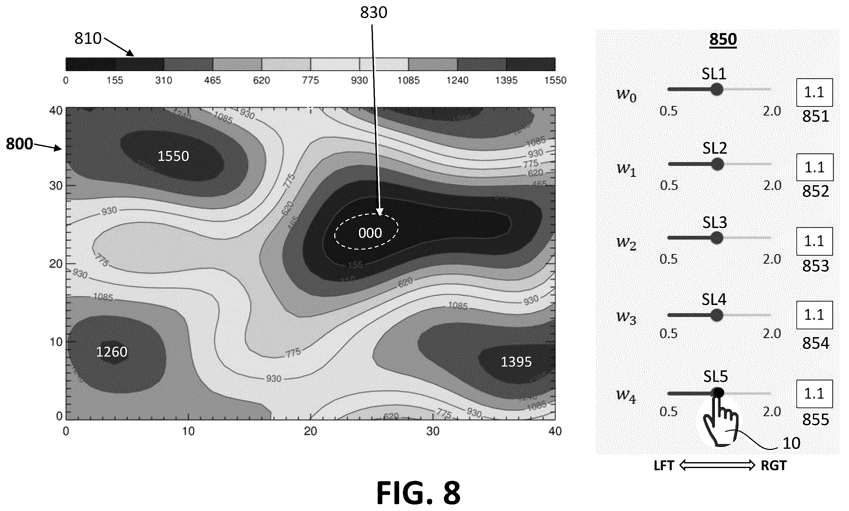 Patent US12508082 Figure 8 – Parametric contour map visualization for needle guide system