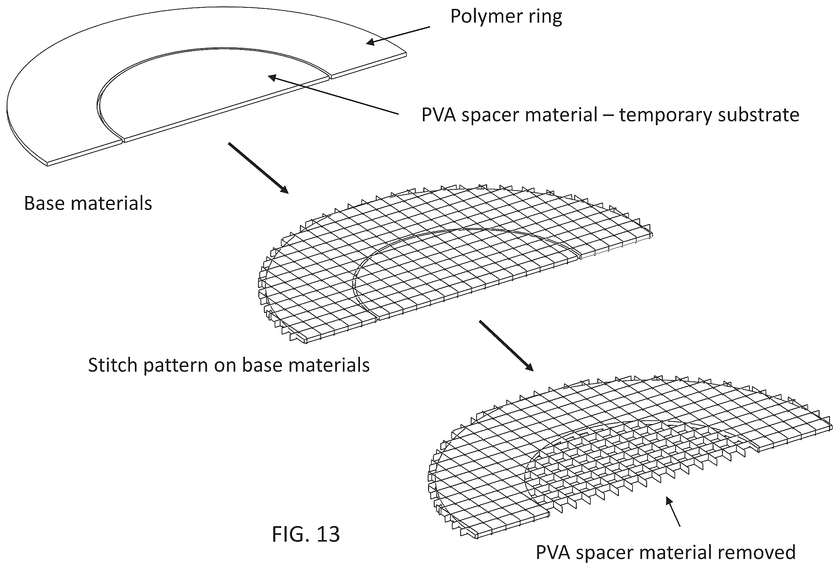 Patent US12508116 Figure 16 – Implants with corner-lock stitch patterns