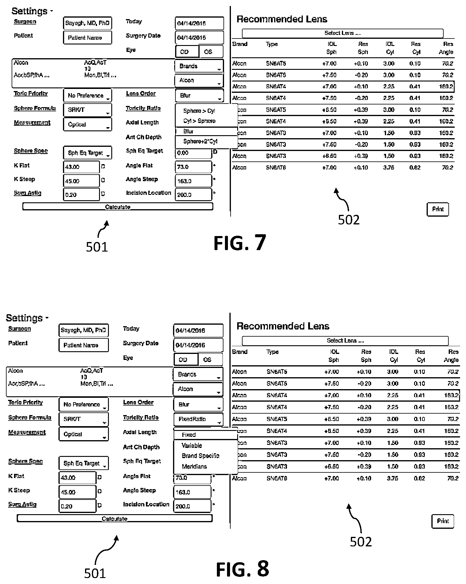 Patent US12508124 Figure 8 – Methods for selecting intraocular lenses and relaxing incisions for correcting refractive error