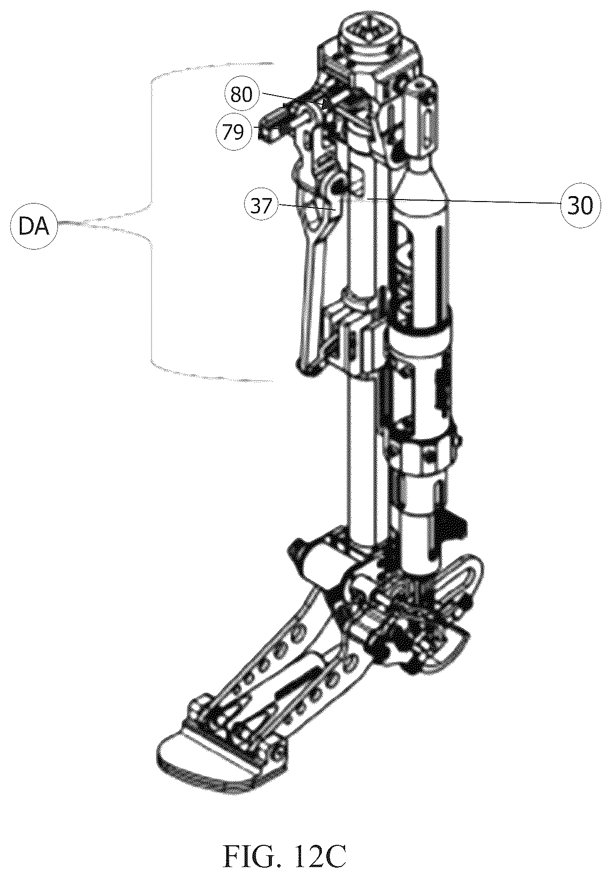 Patent US12508136 Figure 20 – Transfemoral prosthesis for walking, sitting- standing, stair climbing