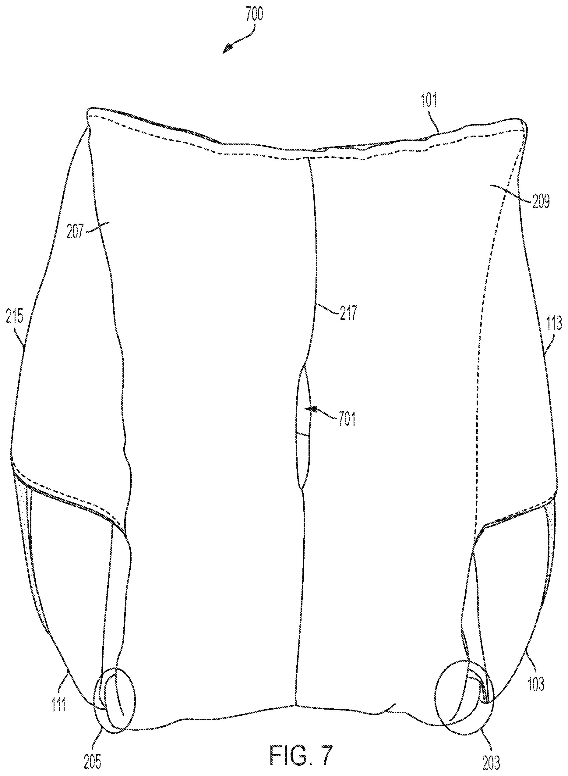 Patent US12508144 Figure 7 – Sides-down, open door pressure relief boot