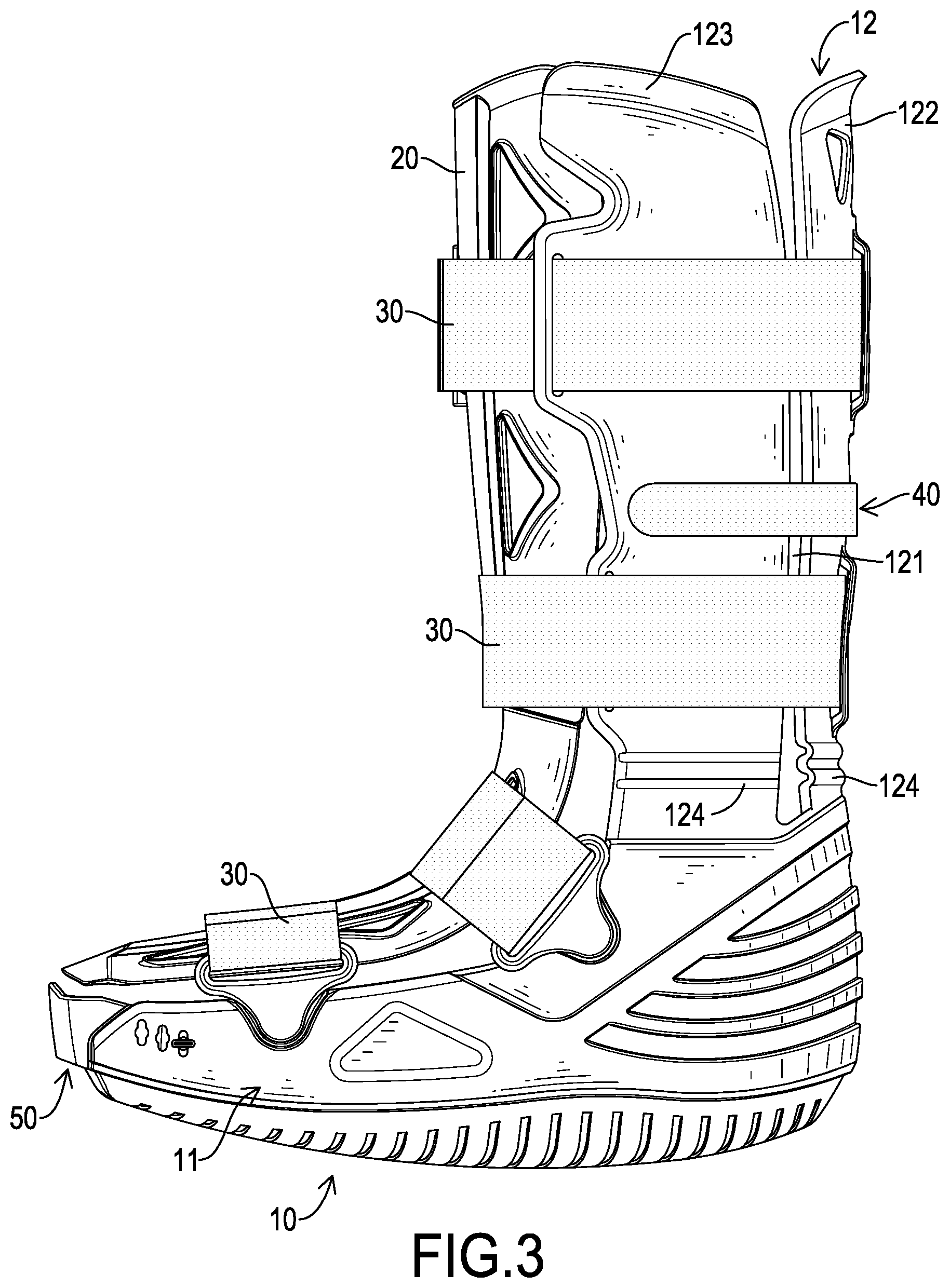 Patent US12508147 Figure 3 – Rehabilitation boot