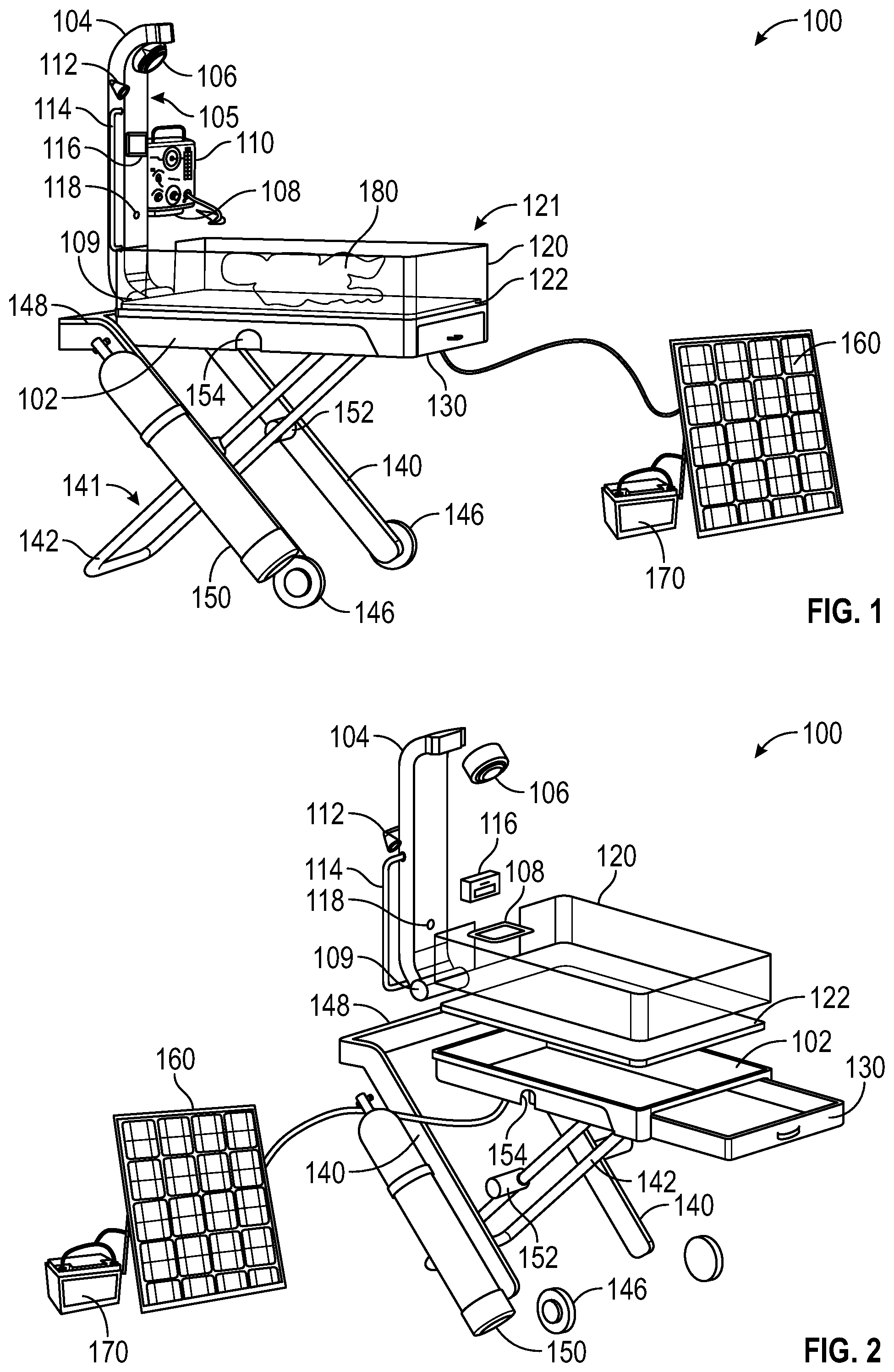 Patent US12508154 Figure 1 – Portable folding infant radiant warmer
