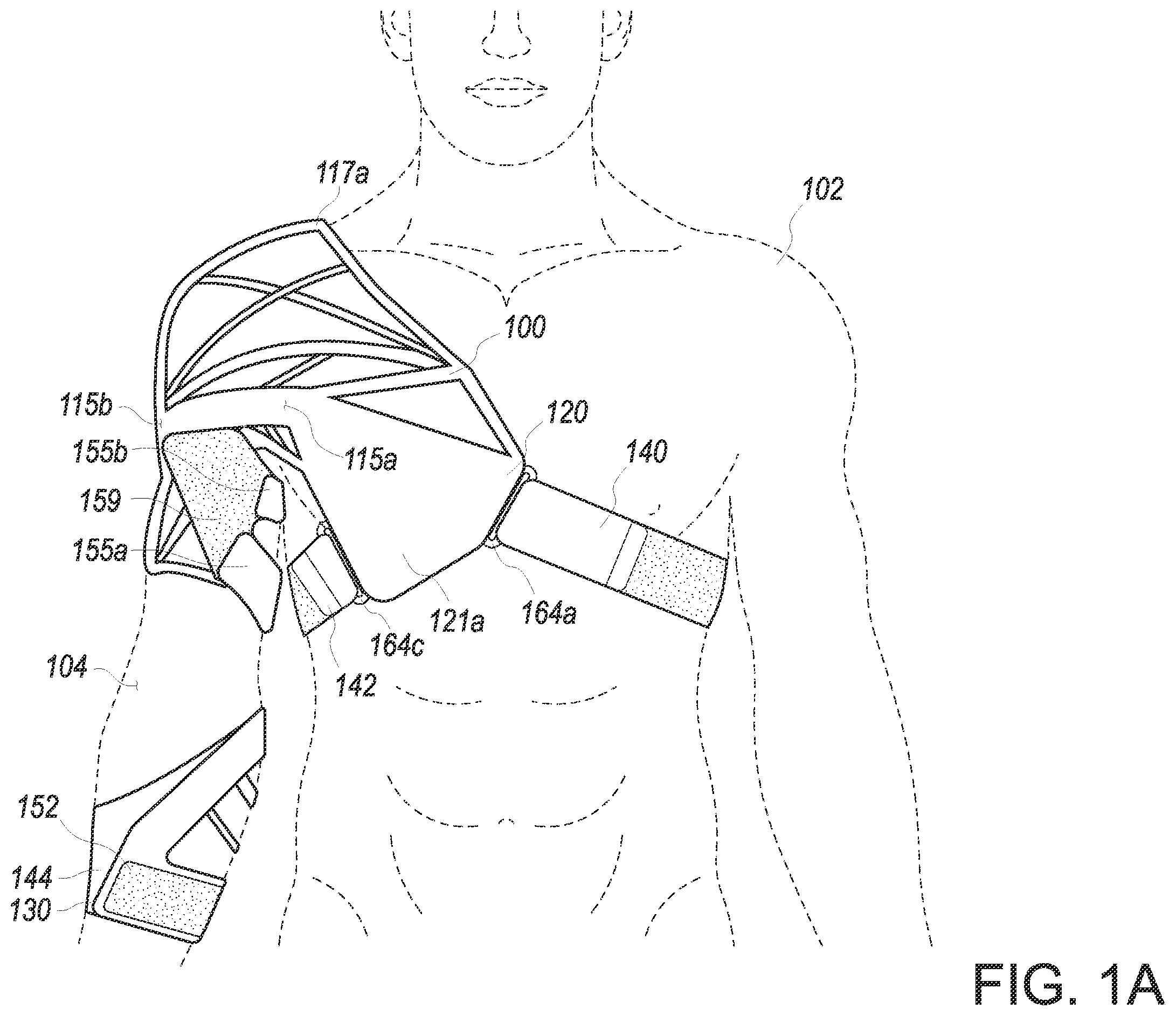 Patent US12508168 Figure 1 – Arm sleeve that provides assistance during an arm motion