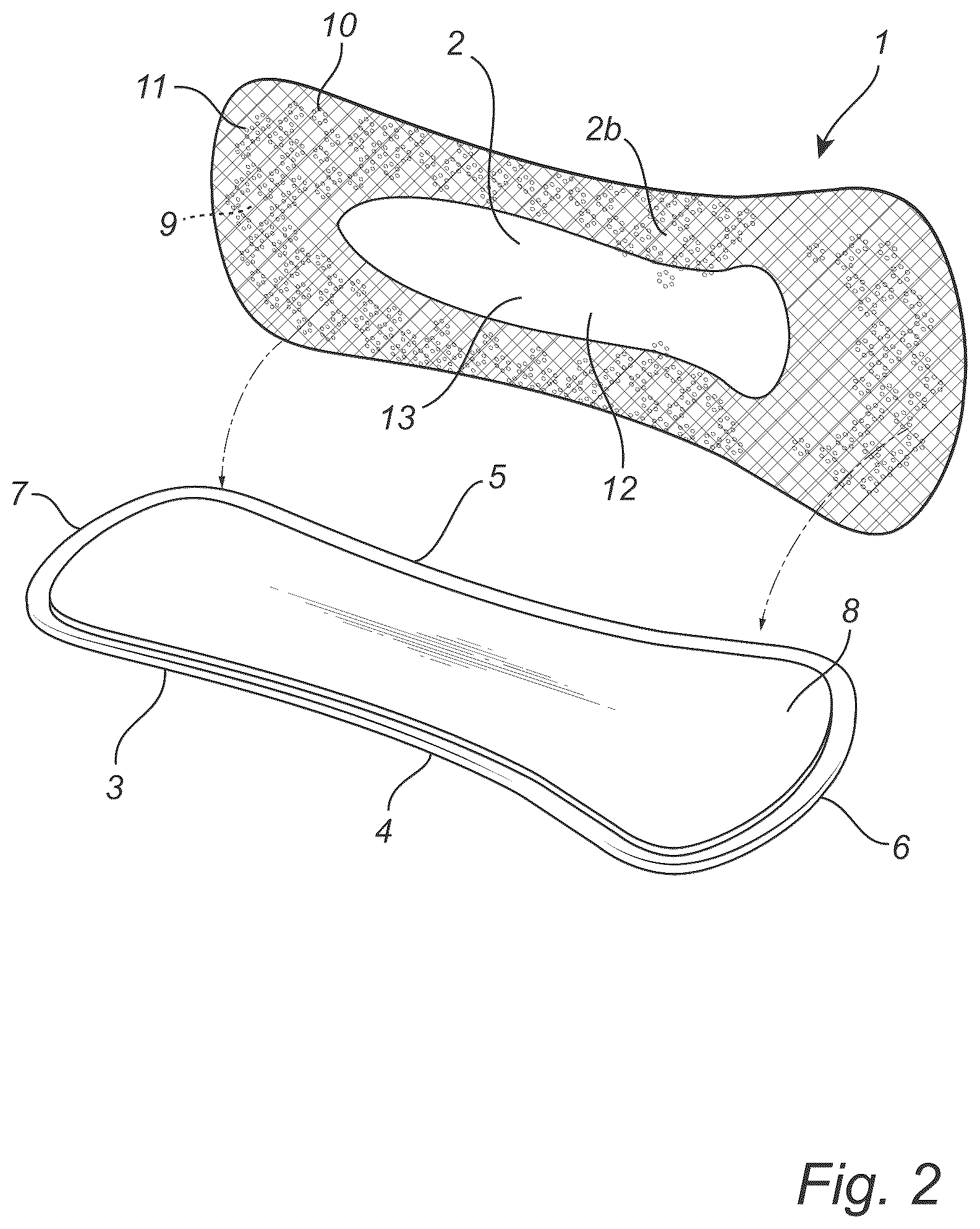 Patent US12508176 Figure 2 – Sanitary article comprising a water-soluble dry coating comprising skin beneficial additives