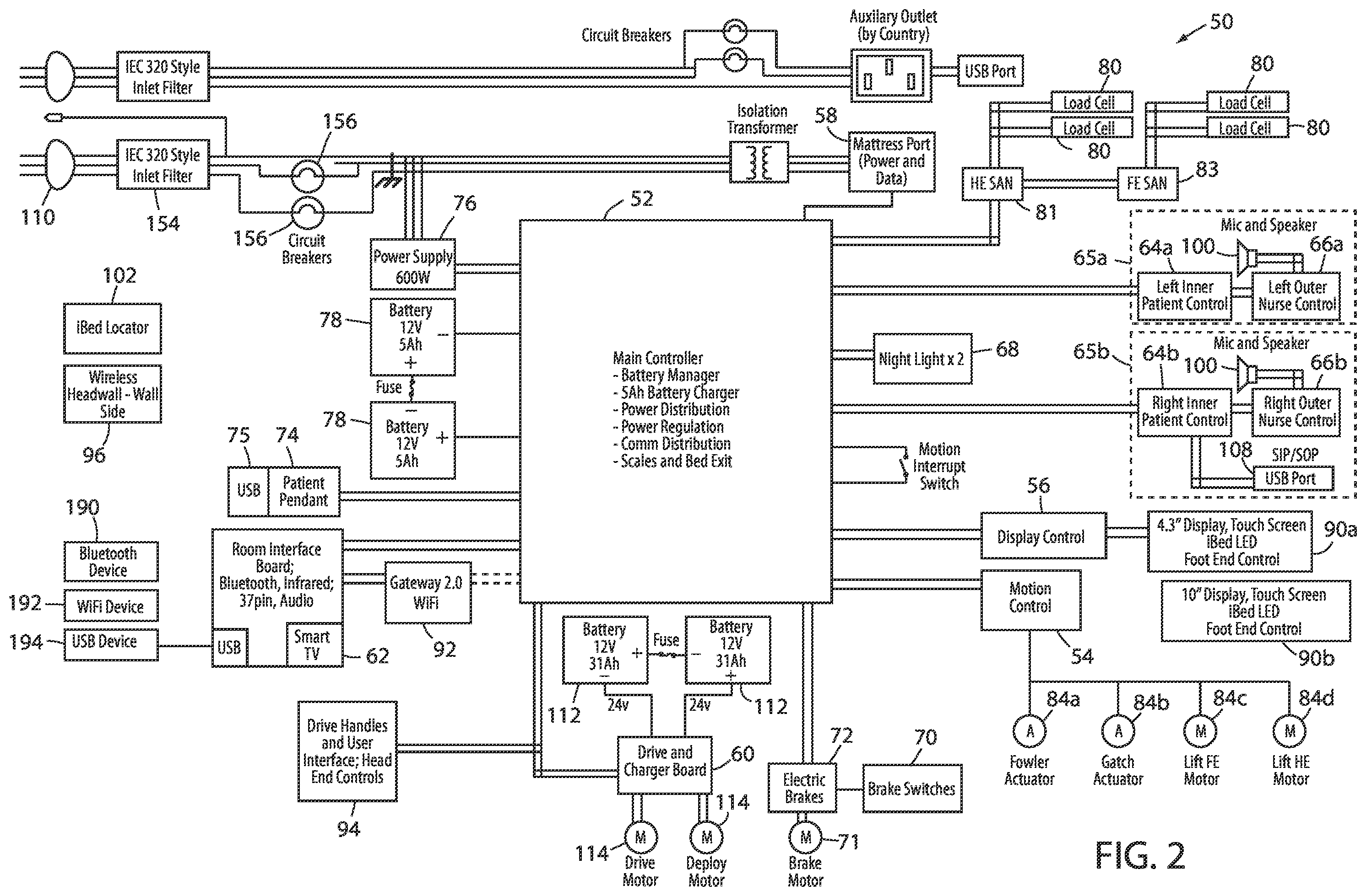 Patent US12508180 Figure 2 – Patient care system with unauthorized use detection