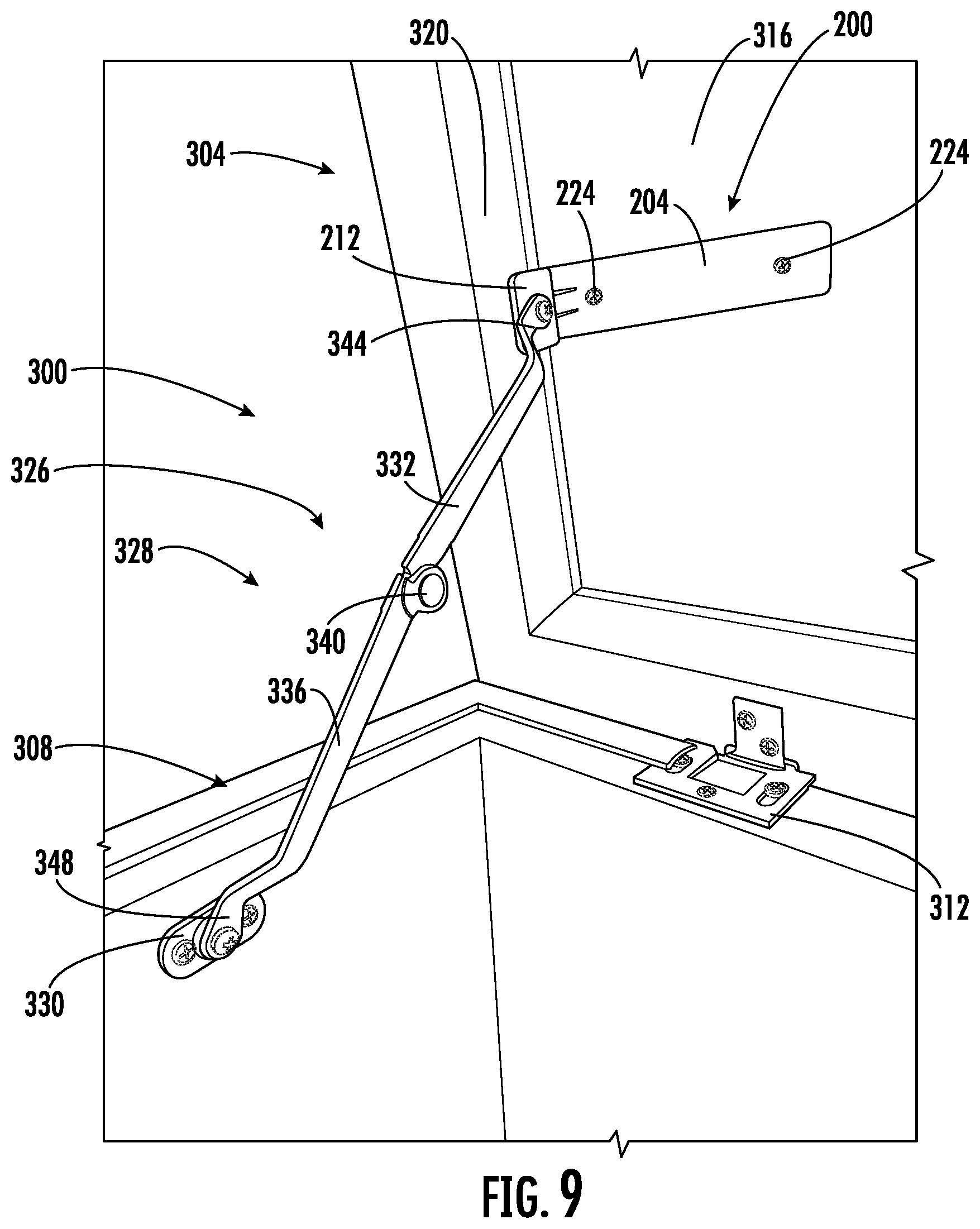 Patent US12508184 Figure 5 – Support bracket for a casket lid