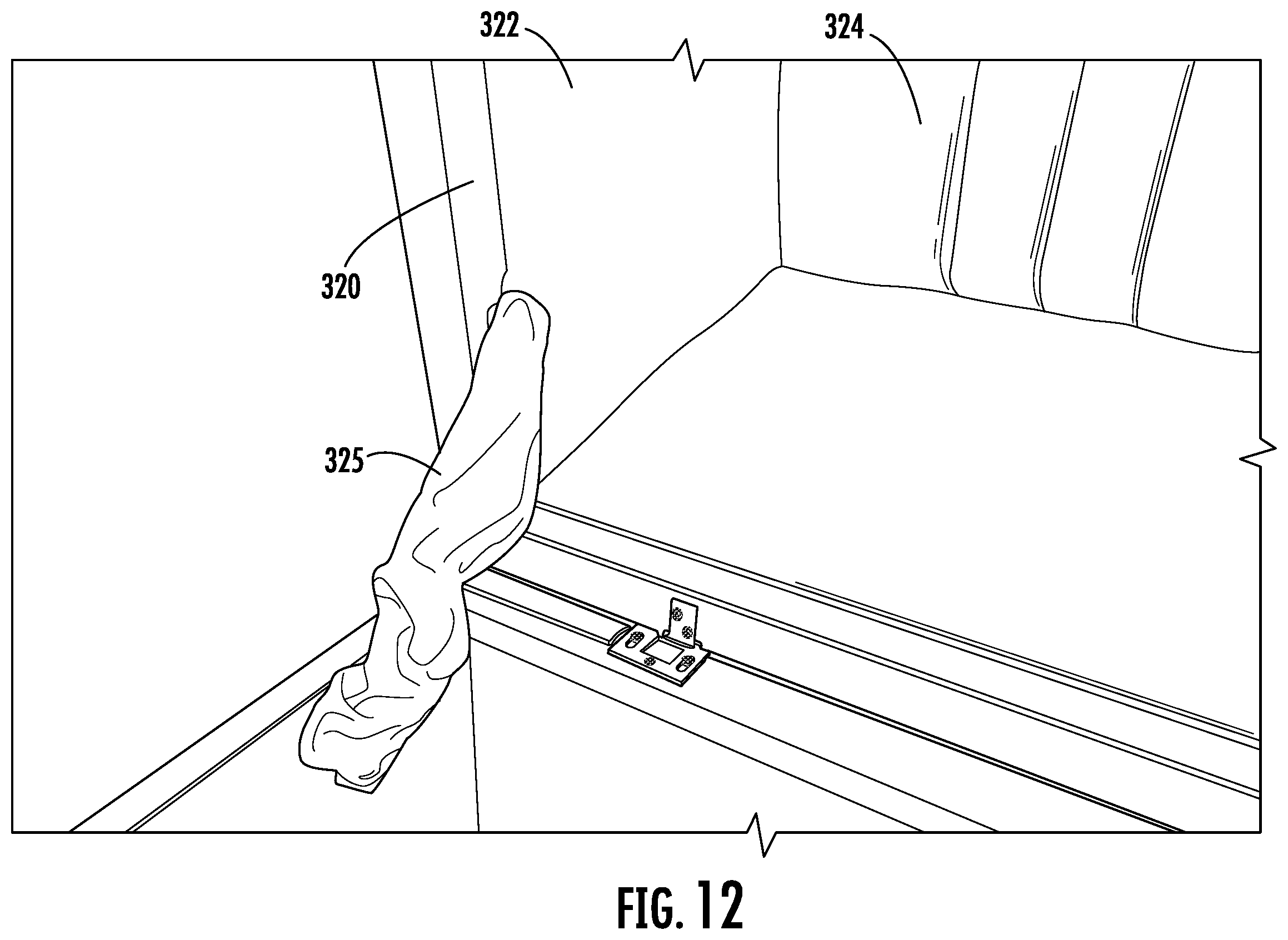 Patent US12508184 Figure 7 – Support bracket for a casket lid