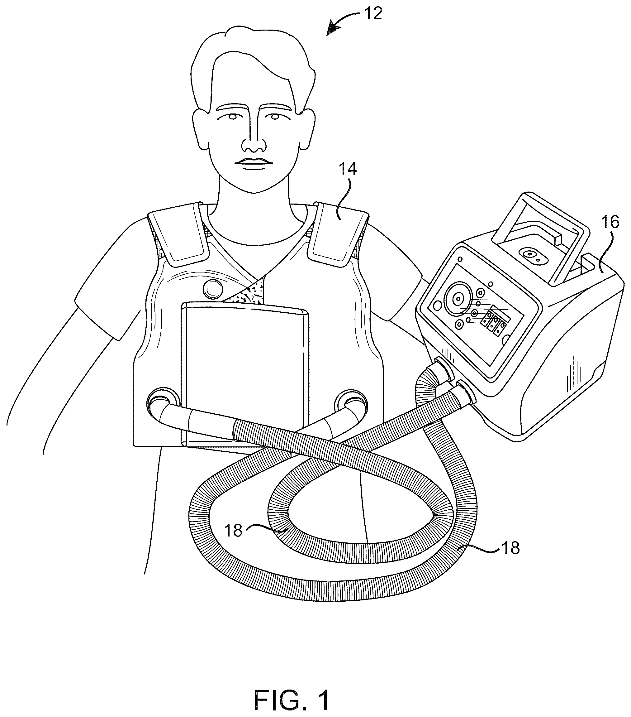 Patent US12508191 Figure 1 – High frequency chest wall oscillation air pulse generator having pressure sensor for feedback control