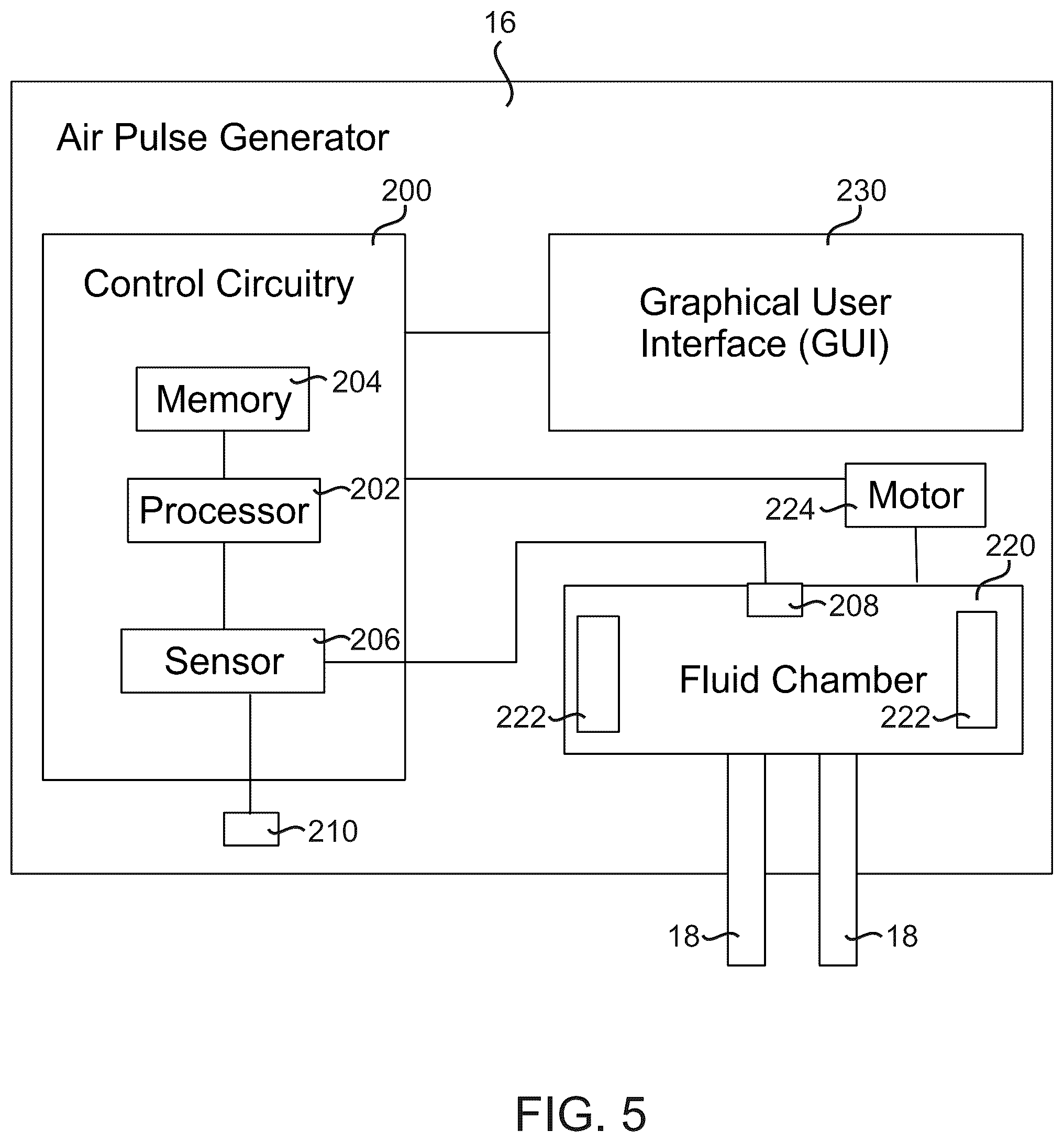 Patent US12508191 Figure 5 – High frequency chest wall oscillation air pulse generator having pressure sensor for feedback control