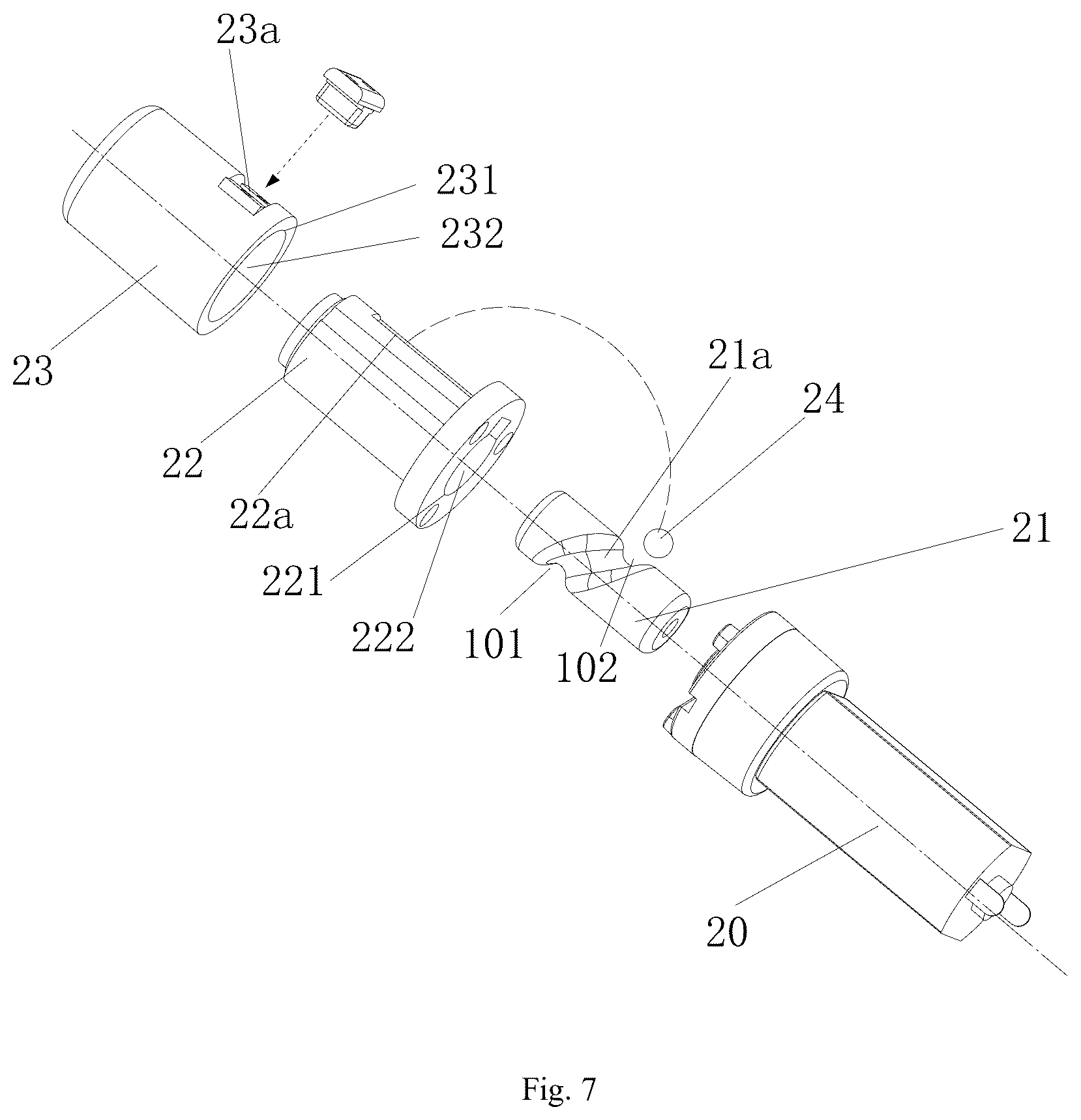 Patent US12508195 Figure 7 – Sexual product with dual-drive structure
