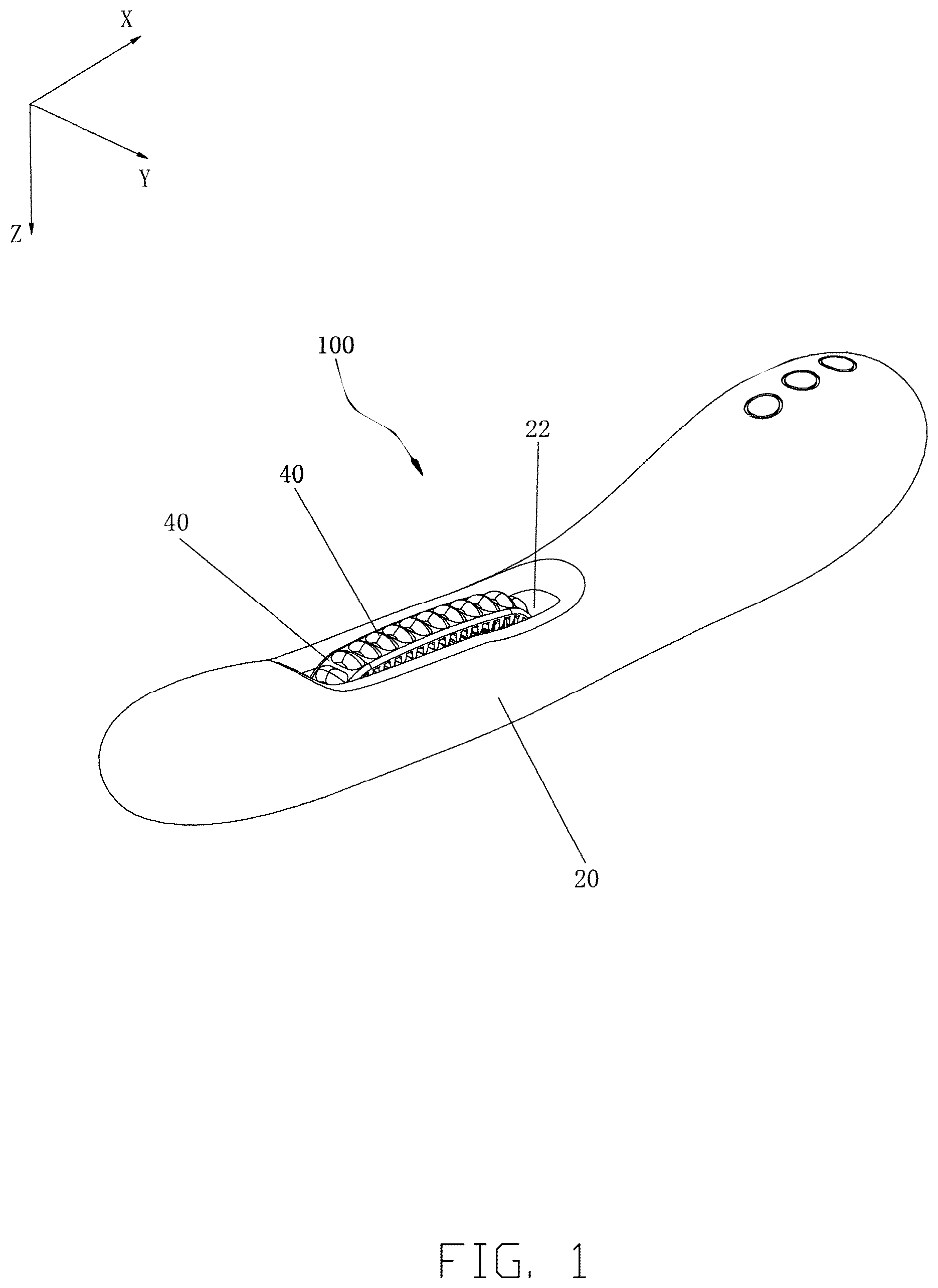 Patent US12508196 Figure 1 – Massage device