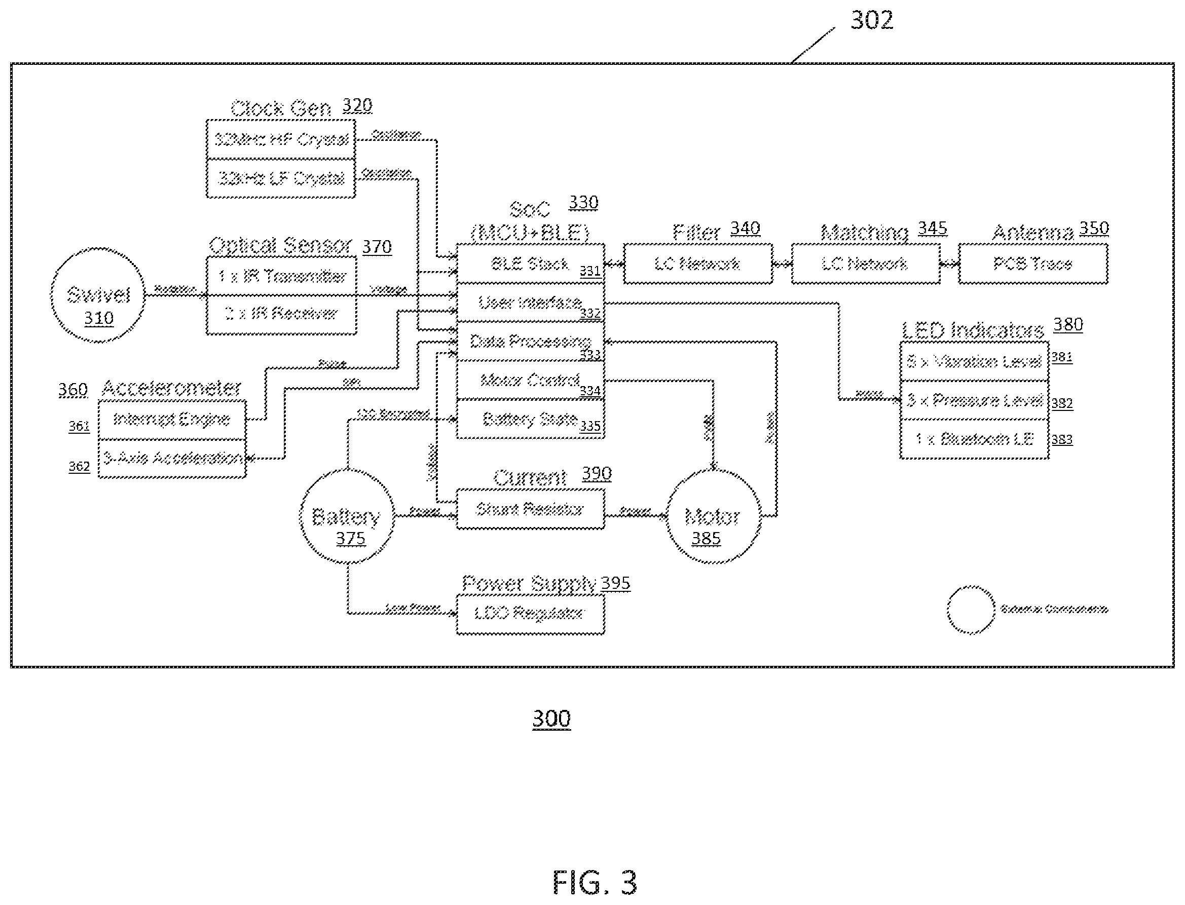 Patent US12508198 Figure 3 – System and methods for controlling a smart exercise recovery device and mitigation of damage from vibrations