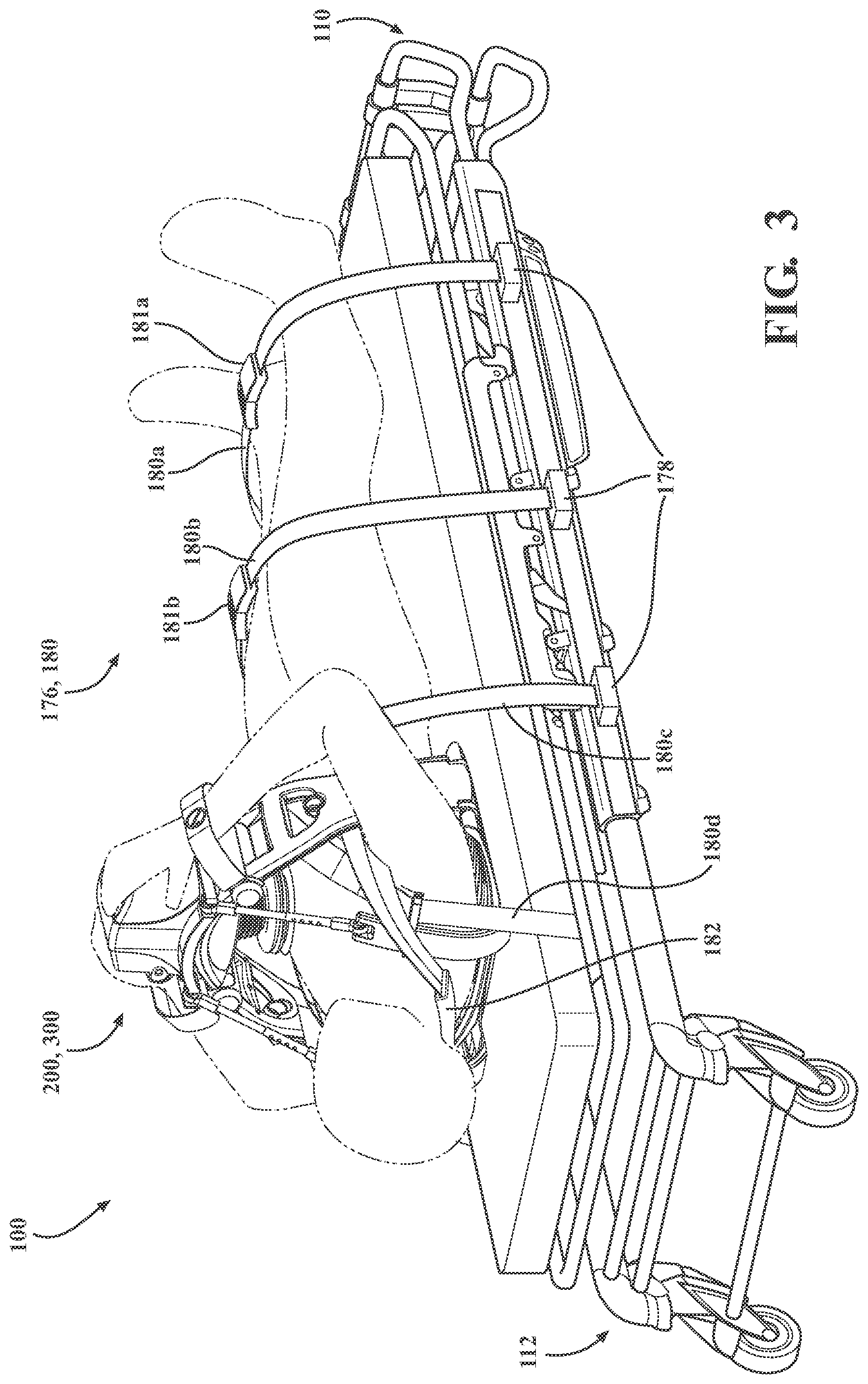 Patent US12508204 Figure 3 – Chest compression system retainer with shoulder brace for use with a patient transport apparatus