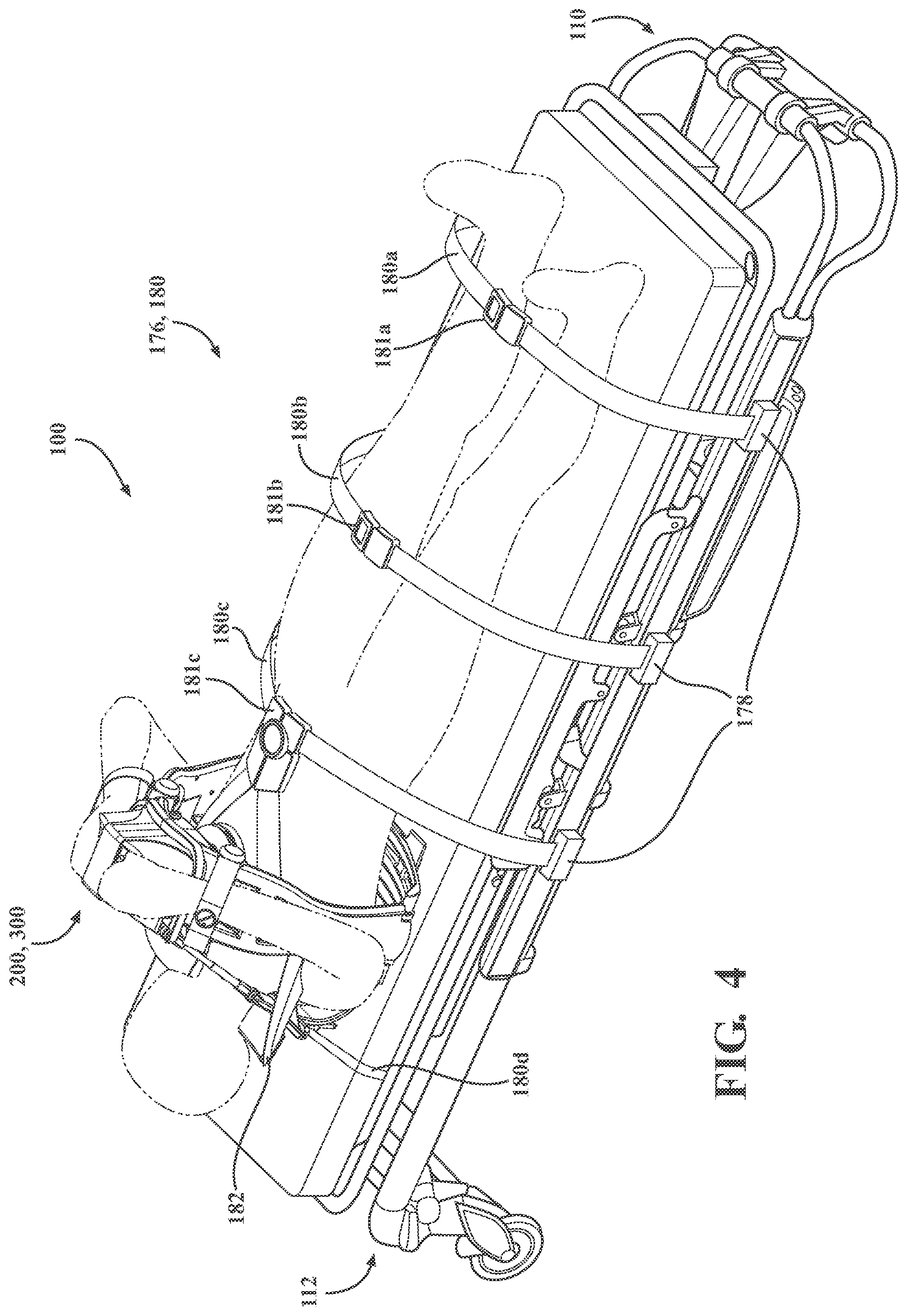 Patent US12508204 Figure 4 – Chest compression system retainer with shoulder brace for use with a patient transport apparatus