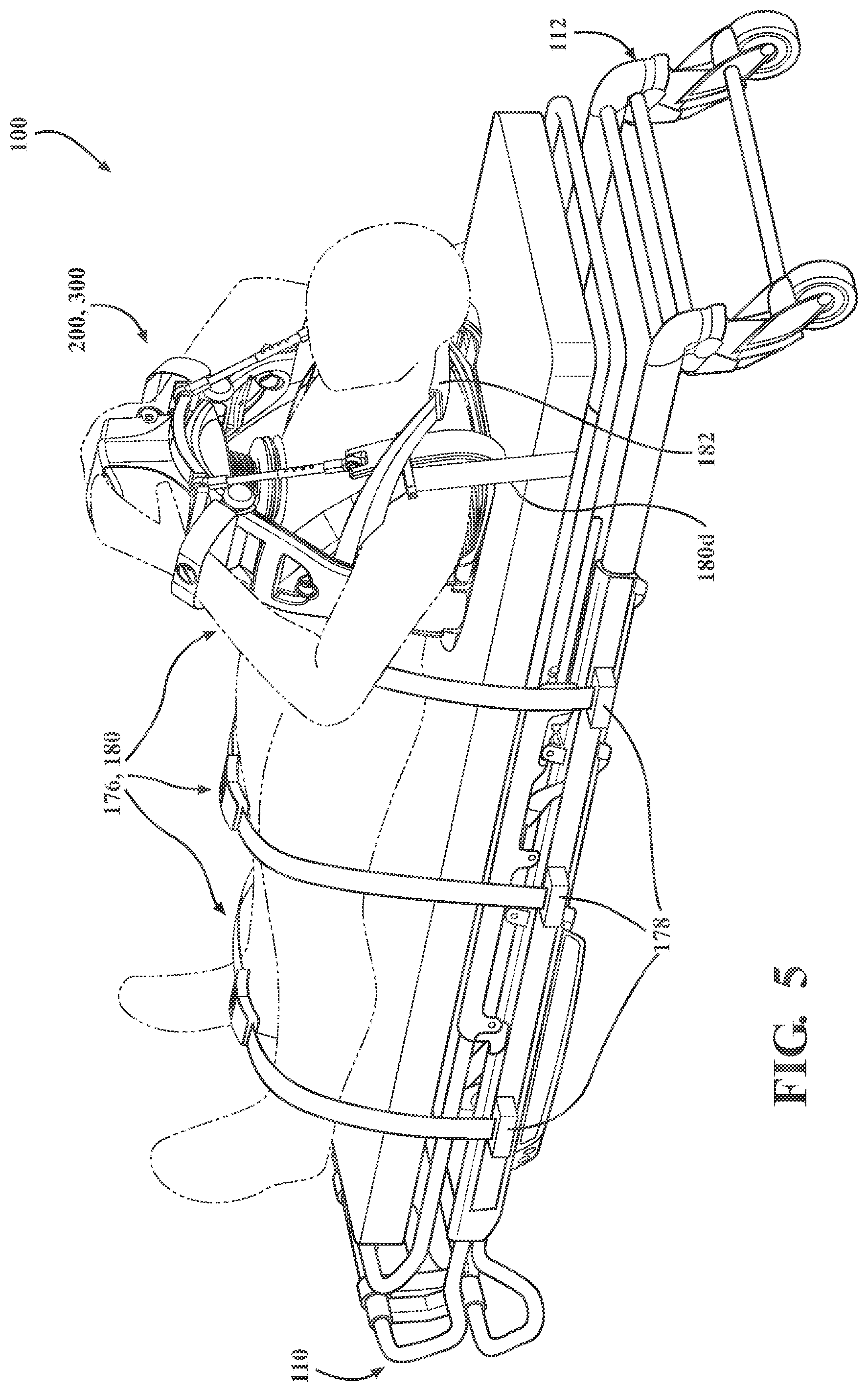 Patent US12508204 Figure 5 – Chest compression system retainer with shoulder brace for use with a patient transport apparatus