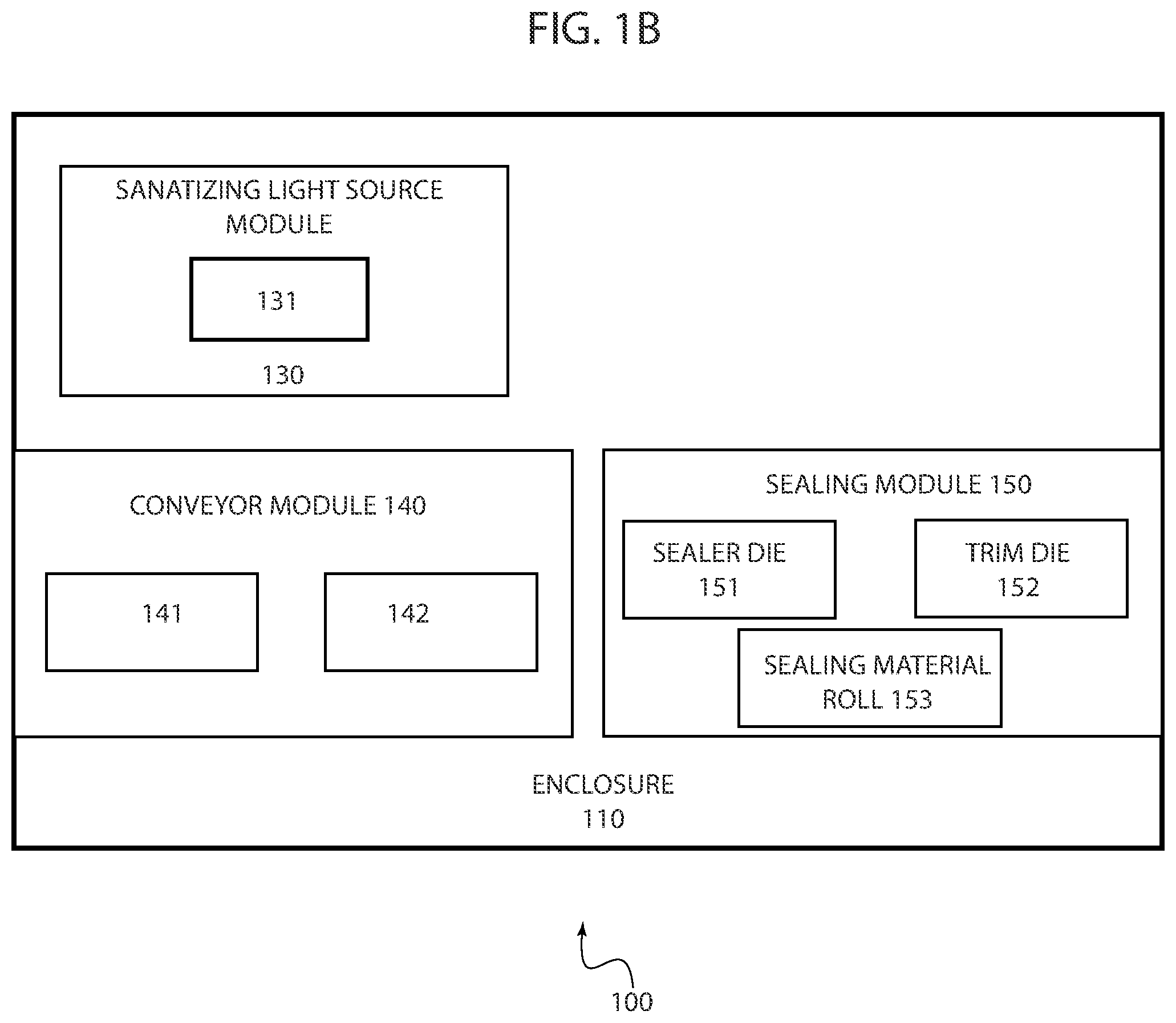 Patent US12508332 Figure 3 – Sanitizing light assembly and conveyor system