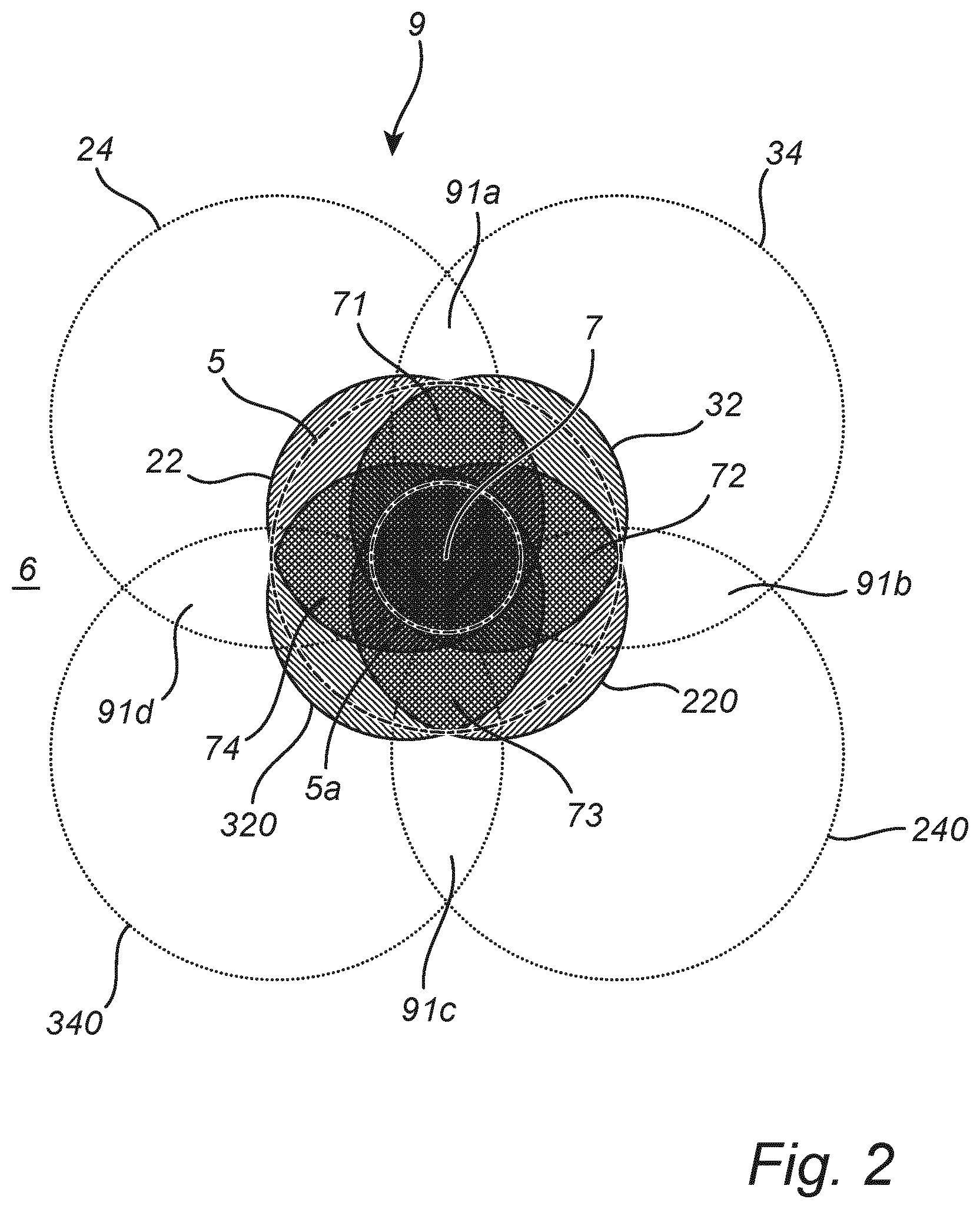 Patent US12508335 Figure 2 – Light emitting system for disinfecting a target area