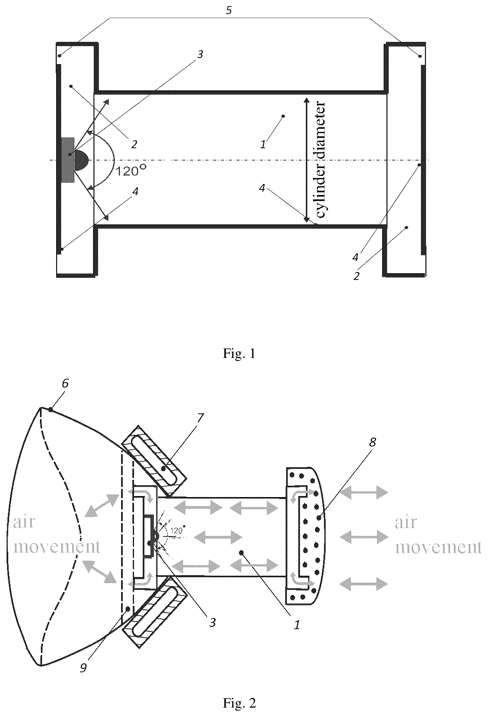 Patent US12508341 Figure 1 – Personal and mobile devices for providing biological protection by the ultraviolet irradiation of recirculated air