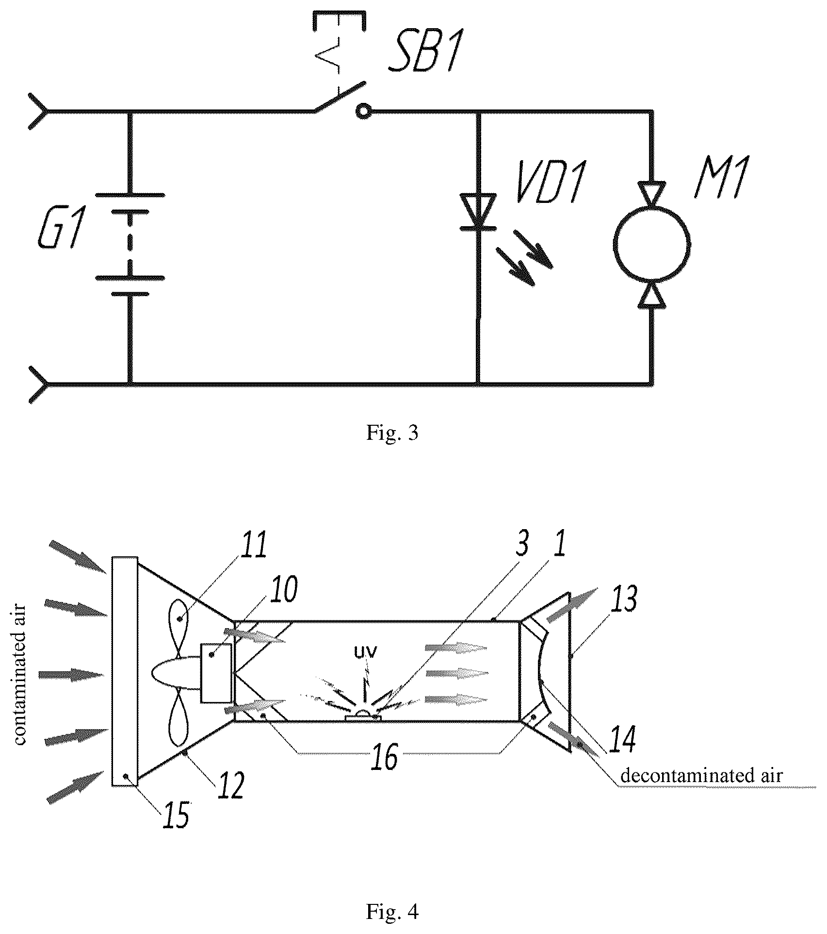 Patent US12508341 Figure 2 – Personal and mobile devices for providing biological protection by the ultraviolet irradiation of recirculated air