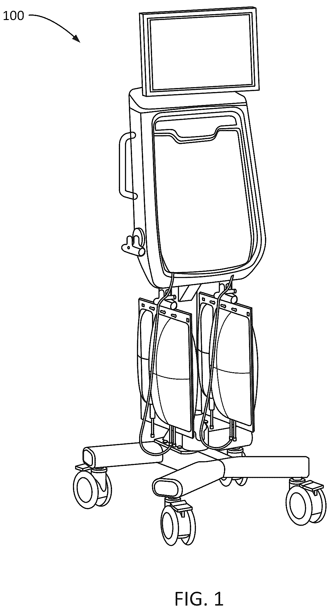 Patent US12508351 Figure 1 – Extracorporeal blood filtering machine and methods