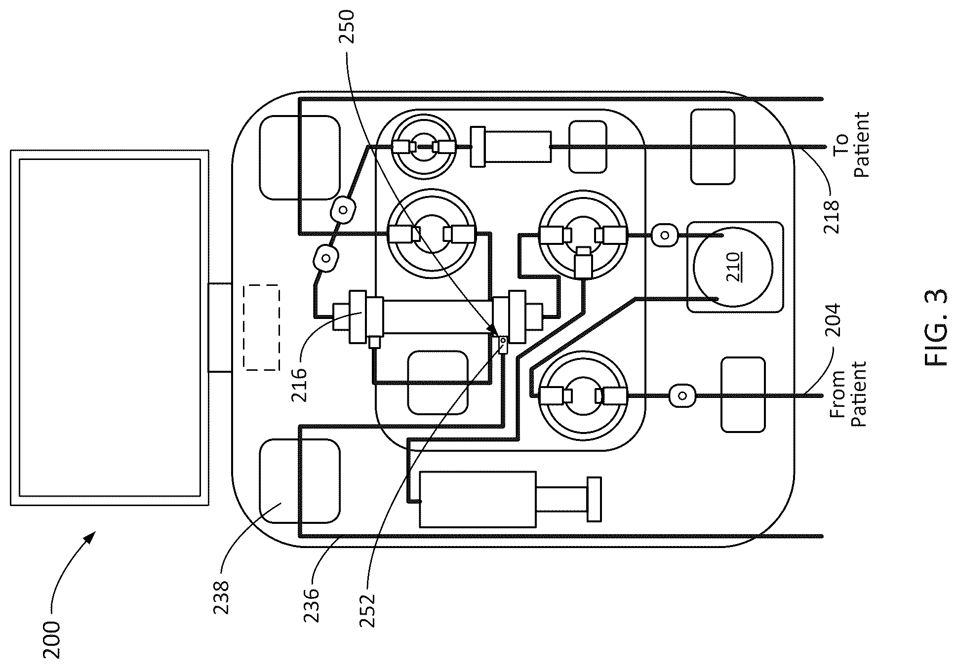 Patent US12508351 Figure 3 – Extracorporeal blood filtering machine and methods