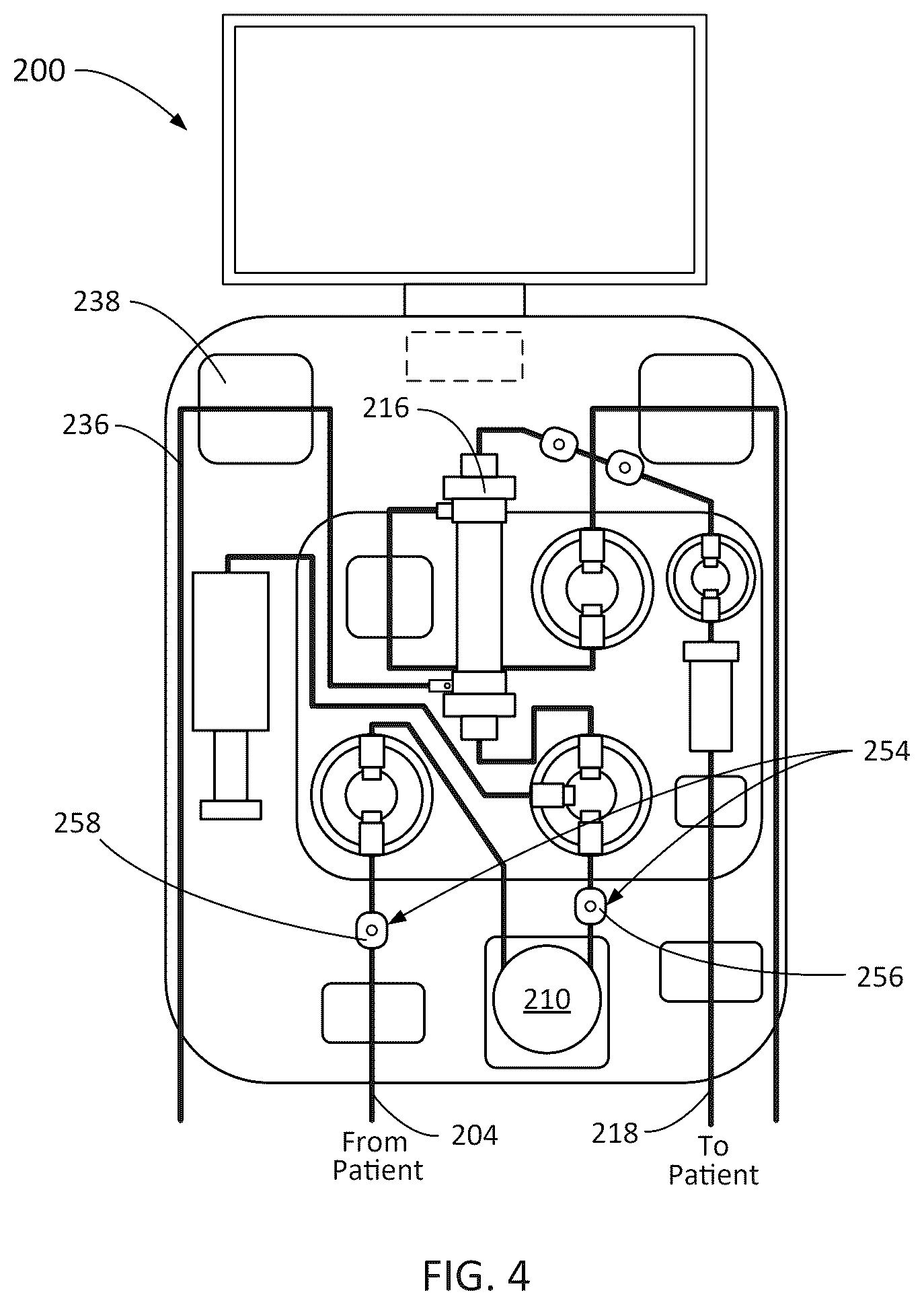 Patent US12508351 Figure 4 – Extracorporeal blood filtering machine and methods